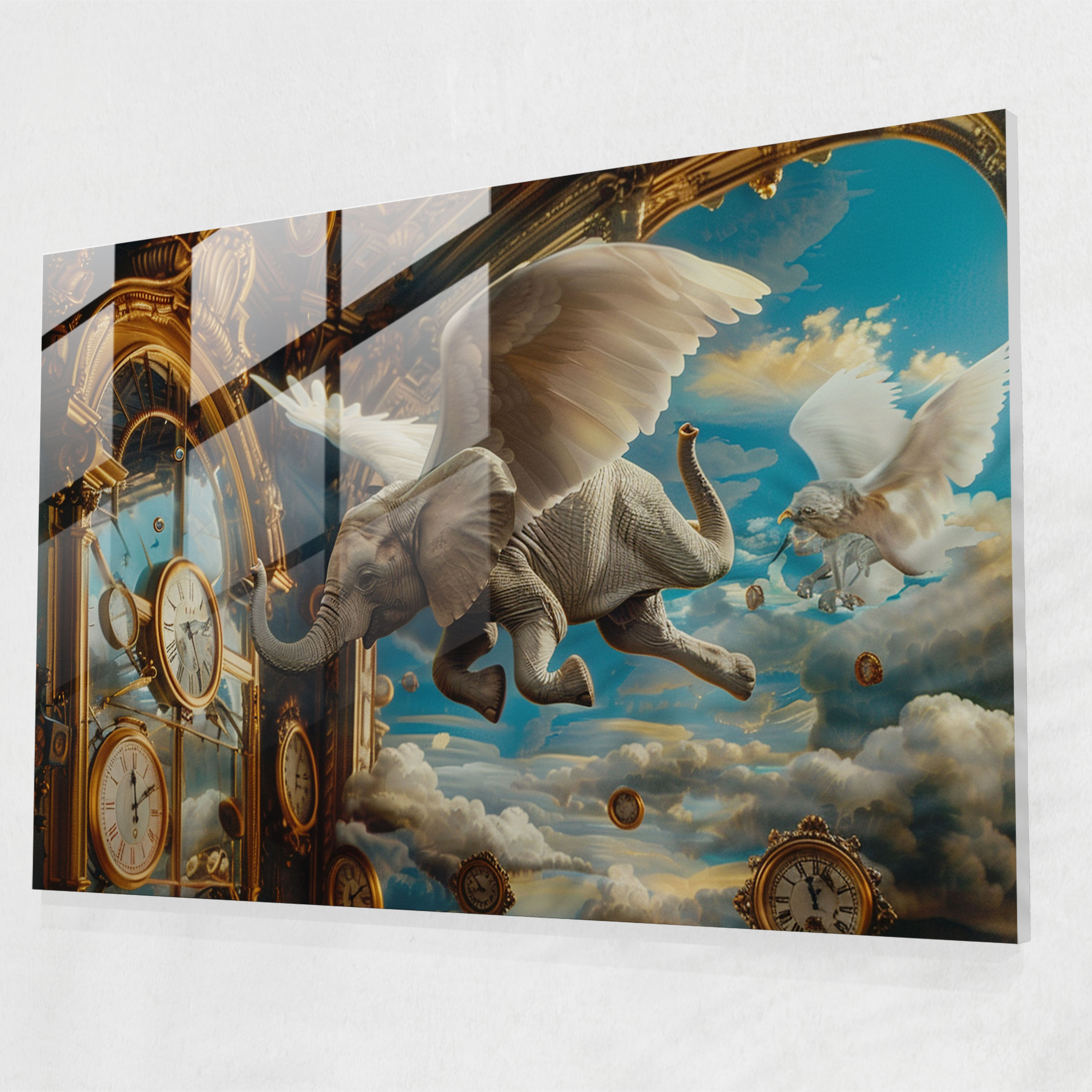 Surrealism Glass Wall Art Elephant - Surrealism Art, Modern Art, Glass Print, Surrealism Art