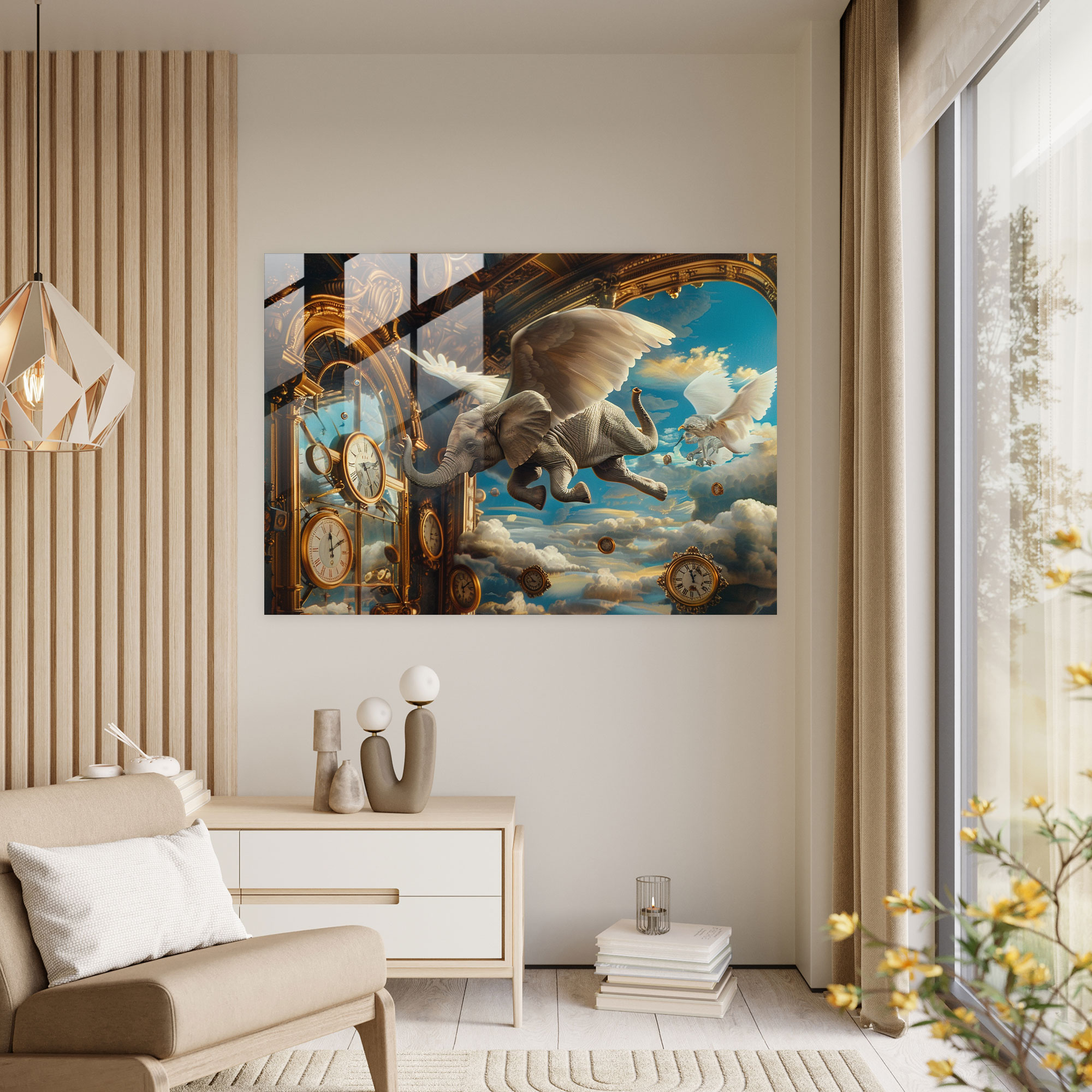 Surrealism Glass Wall Art Elephant - Surrealism Art, Modern Art, Glass Print, Surrealism Art