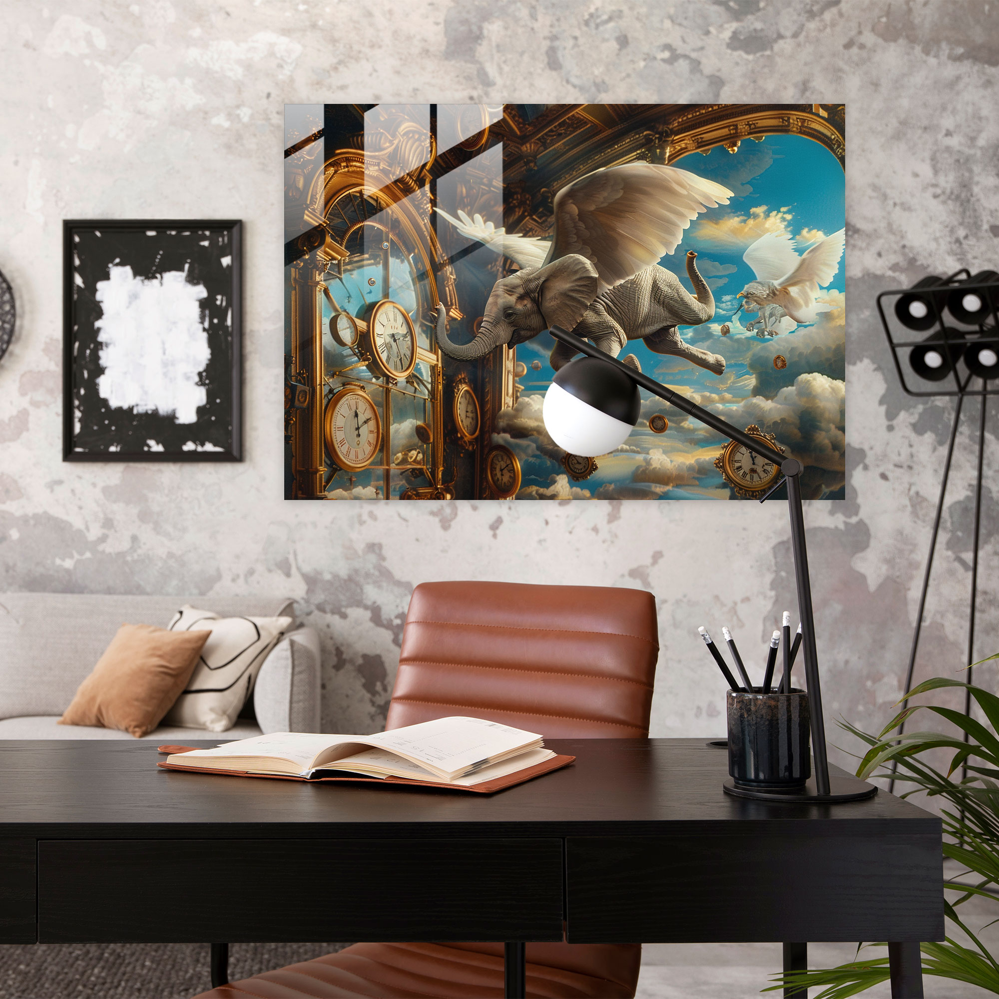 Surrealism Glass Wall Art Elephant - Surrealism Art, Modern Art, Glass Print, Surrealism Art