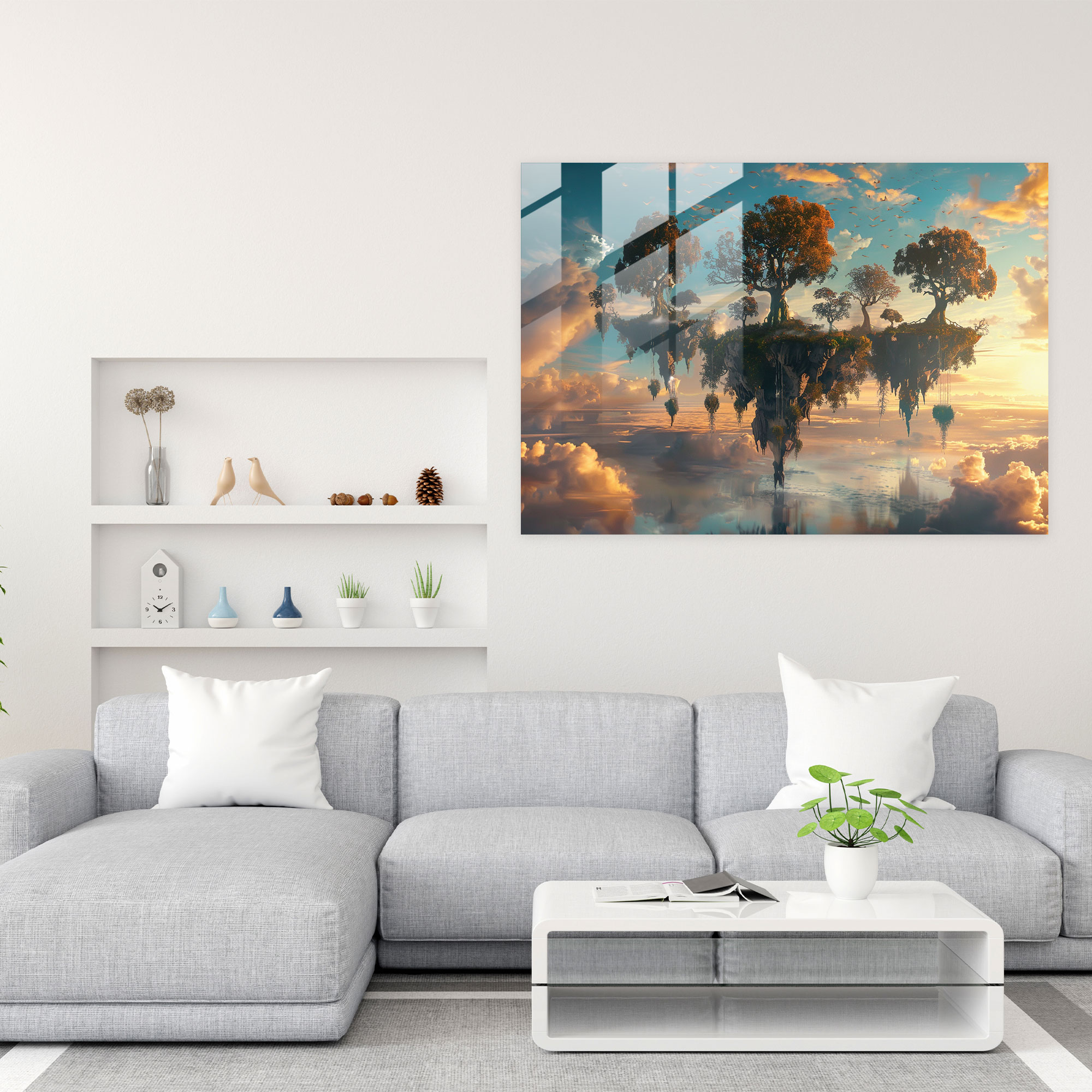 Surrealism Modern Art Landscape - Surrealism Art, Home Decoration, Glass Print, Glass Wall Art