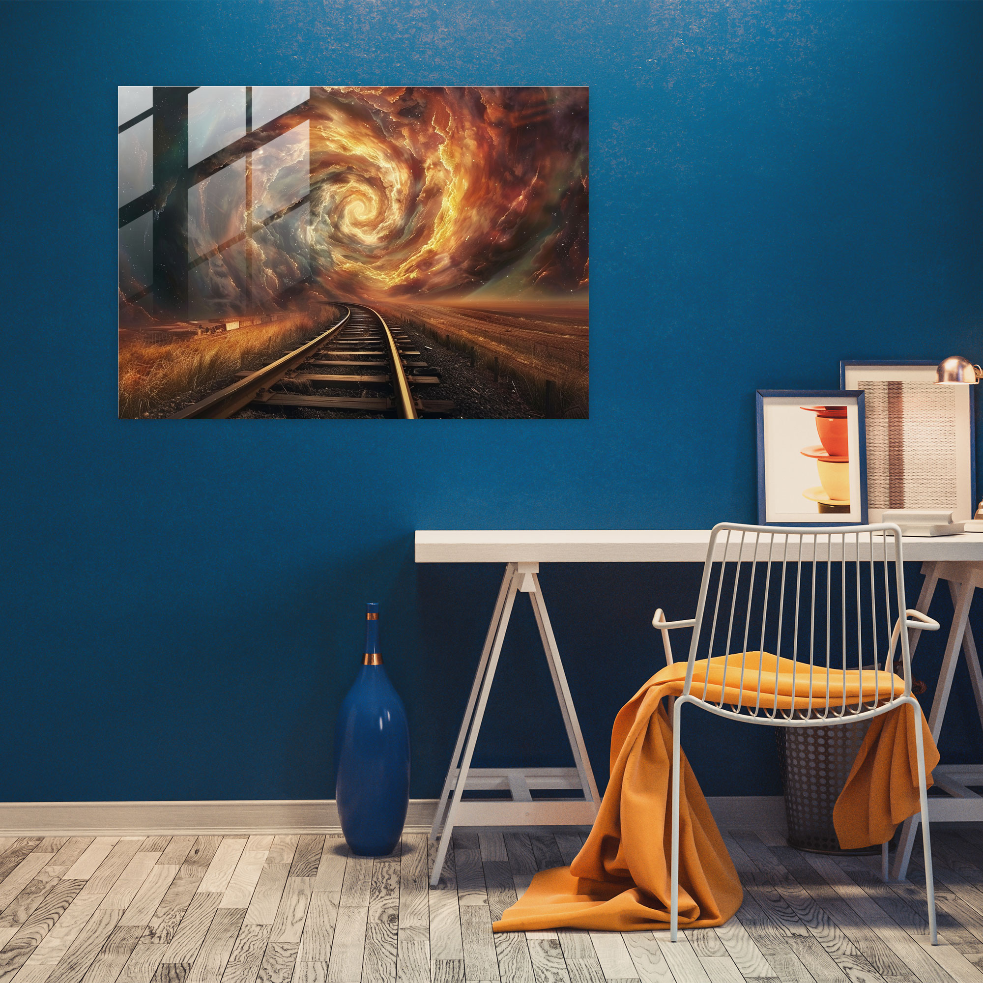 Vortex Train Glass Wall Art - Surrealism Art, Wall Decoration, Glass Art, Surrealism Art