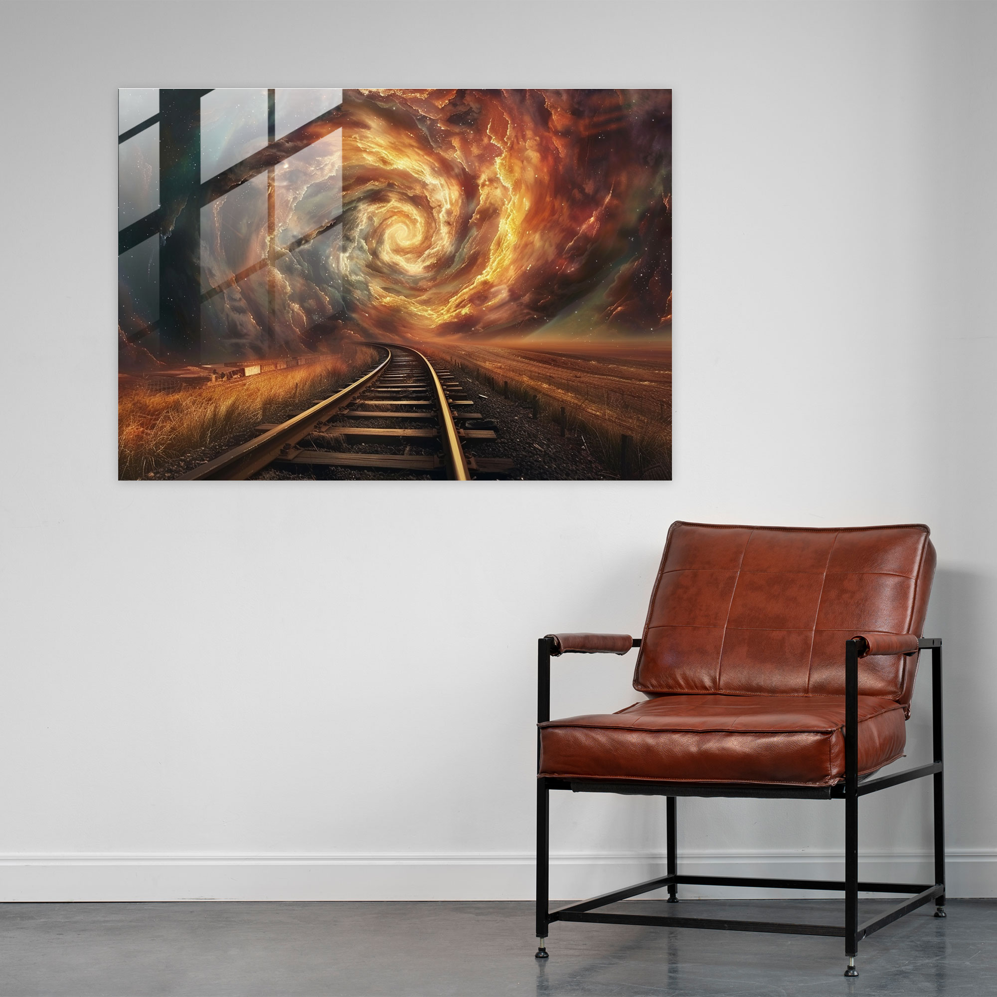 Vortex Train Glass Wall Art - Surrealism Art, Wall Decoration, Glass Art, Surrealism Art