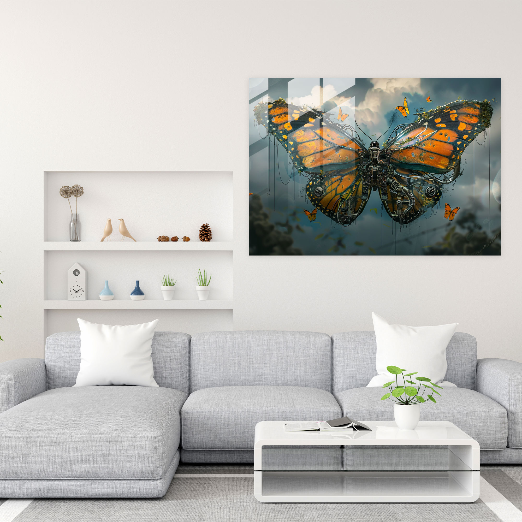 Mechanical Butterfly Glass Print - Surrealism Art, Glass Print, Surrealism Art, Modern Art