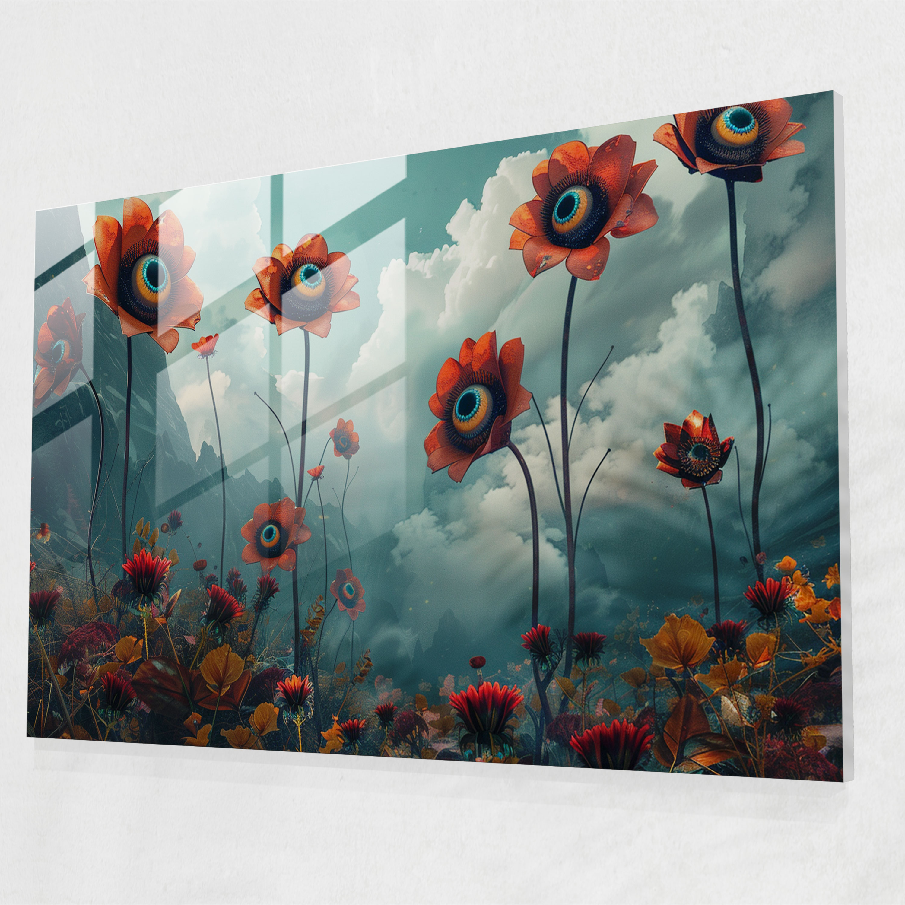Eyes Of Nature Glass Wall Art - Surrealism Art, Surrealism Art, Modern Art, Wall Decoration