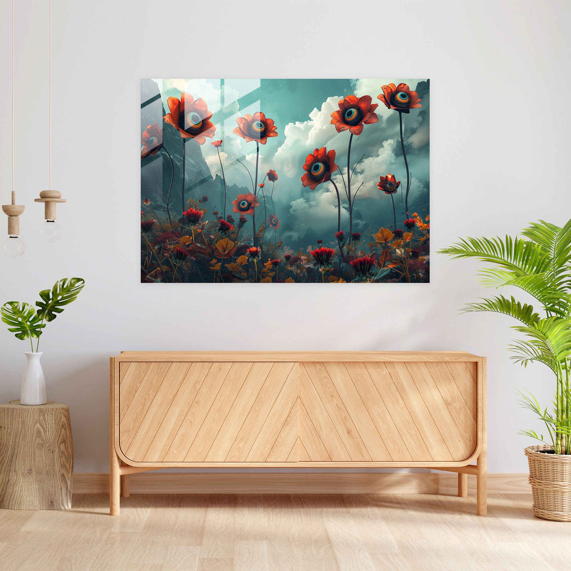 Eyes Of Nature Glass Wall Art - Surrealism Art, Surrealism Art, Modern Art, Wall Decoration