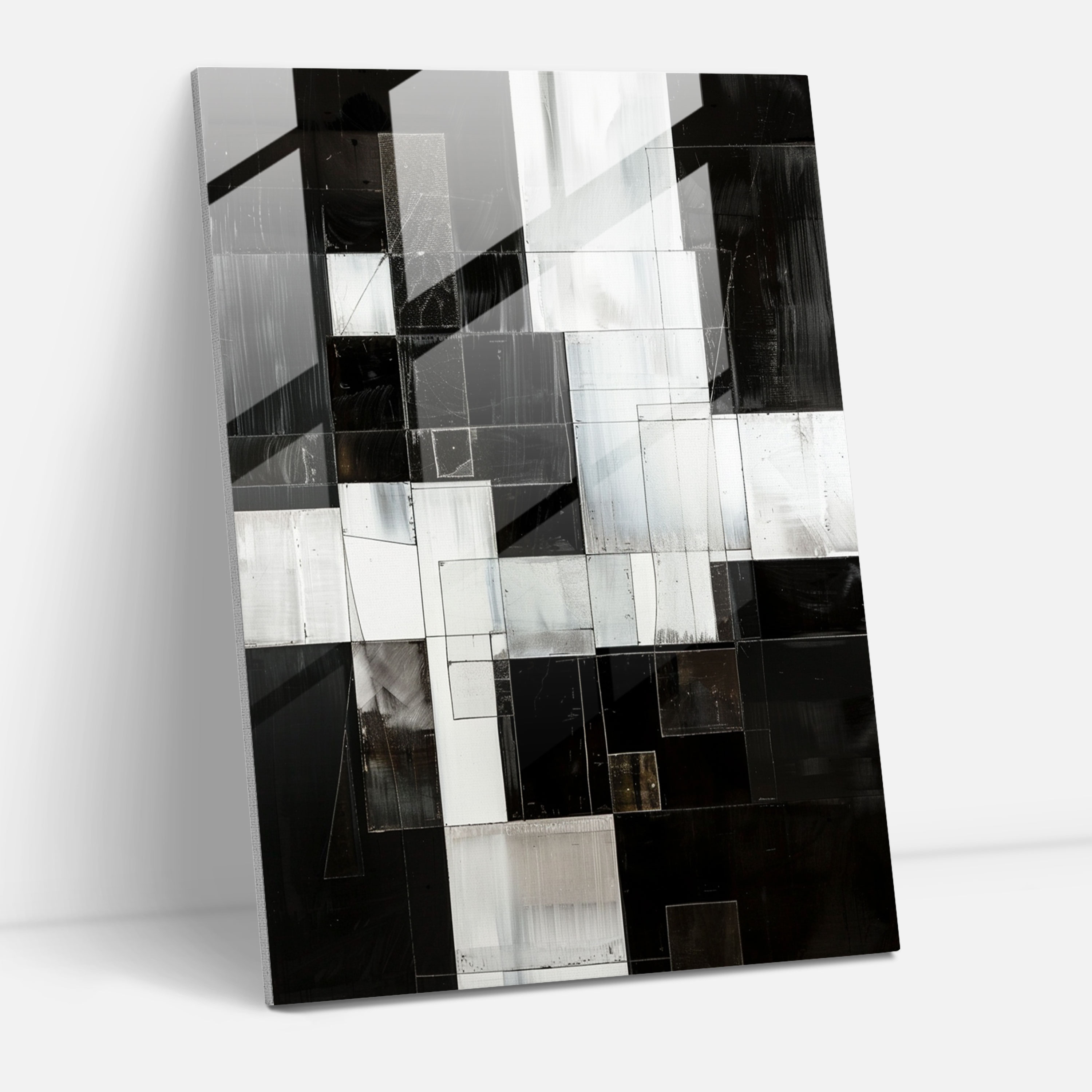 Suprematism Black And White Squares Glass Wall Art - Suprematism, Home Decoration, Glass Art, Suprematism