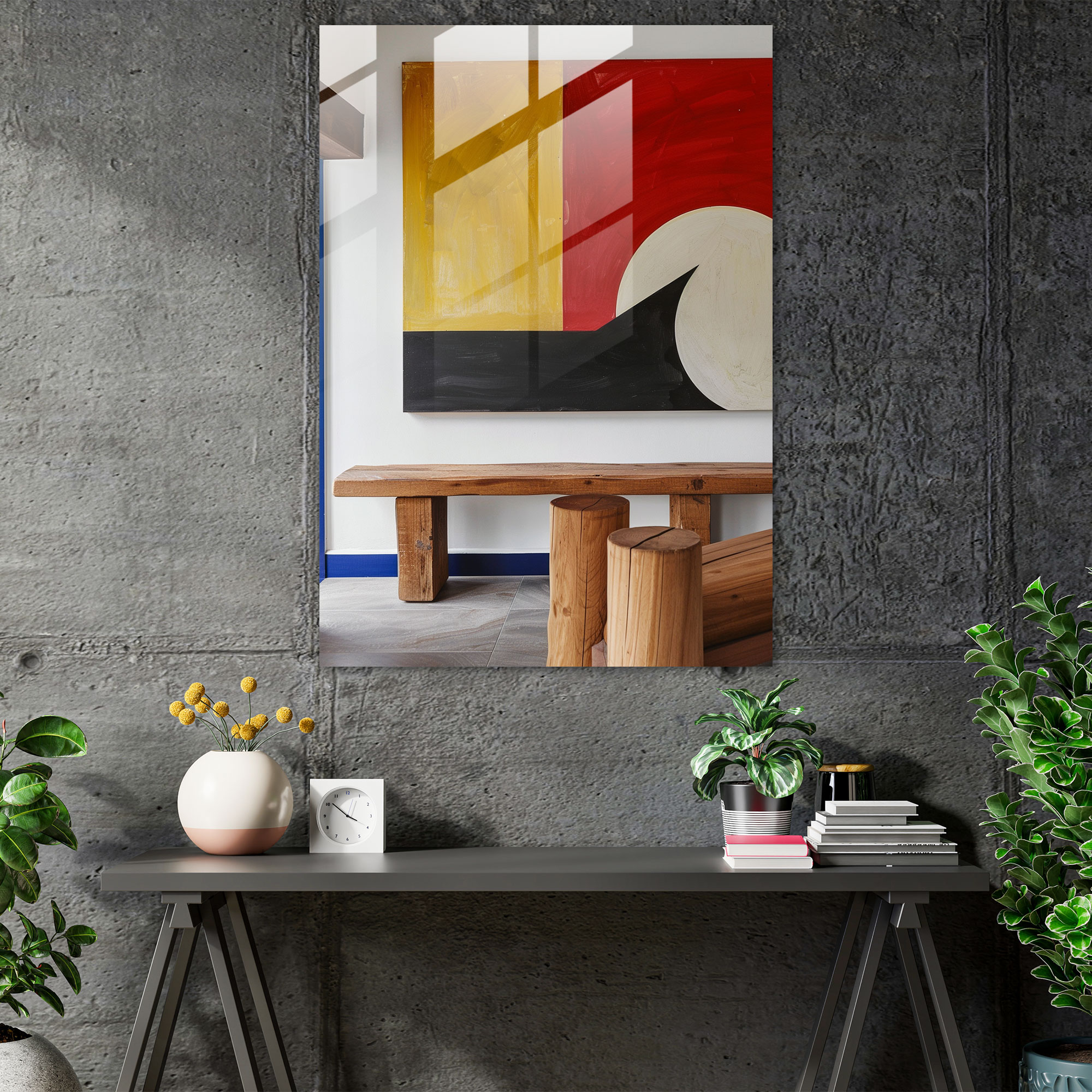 Suprematism Minimalist Primary Colors Wall Decoration - Suprematism, Home Decoration, Glass Art, Modern Art