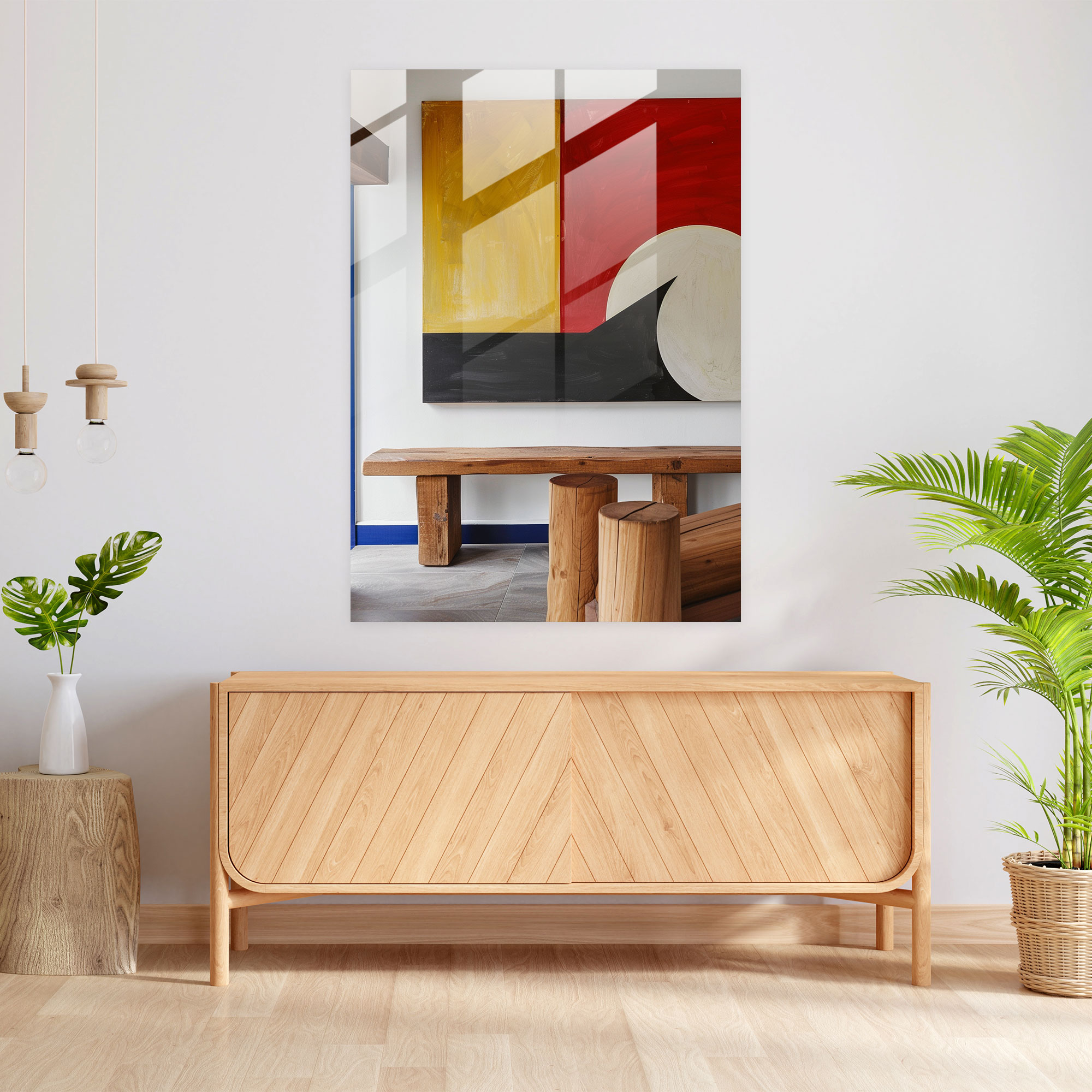Suprematism Minimalist Primary Colors Wall Decoration - Suprematism, Home Decoration, Glass Art, Modern Art