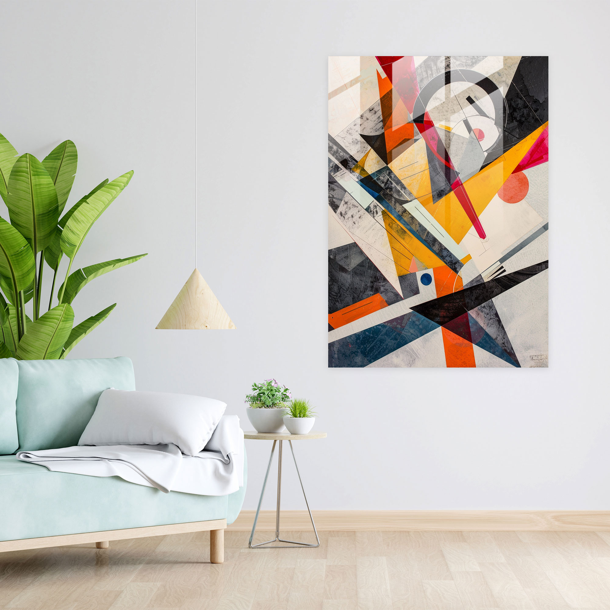 Suprematism Dynamic Overlapping Forms Modern Art - Suprematism, Wall Decoration, Glass Wall Art, Suprematism
