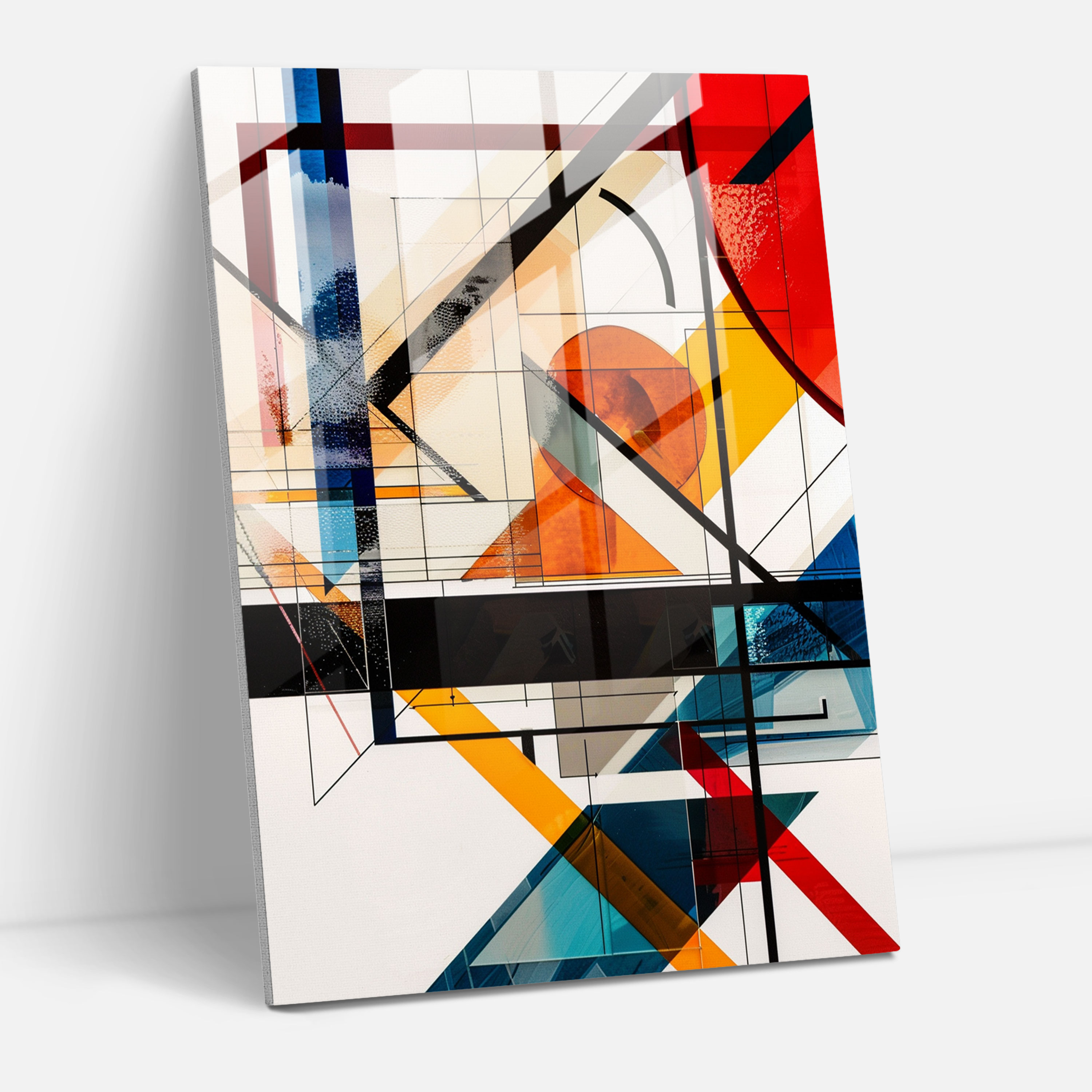 Suprematism Contrasting Geometric Patterns Glass Print - Suprematism, Suprematism, Glass Wall Art, Wall Decoration