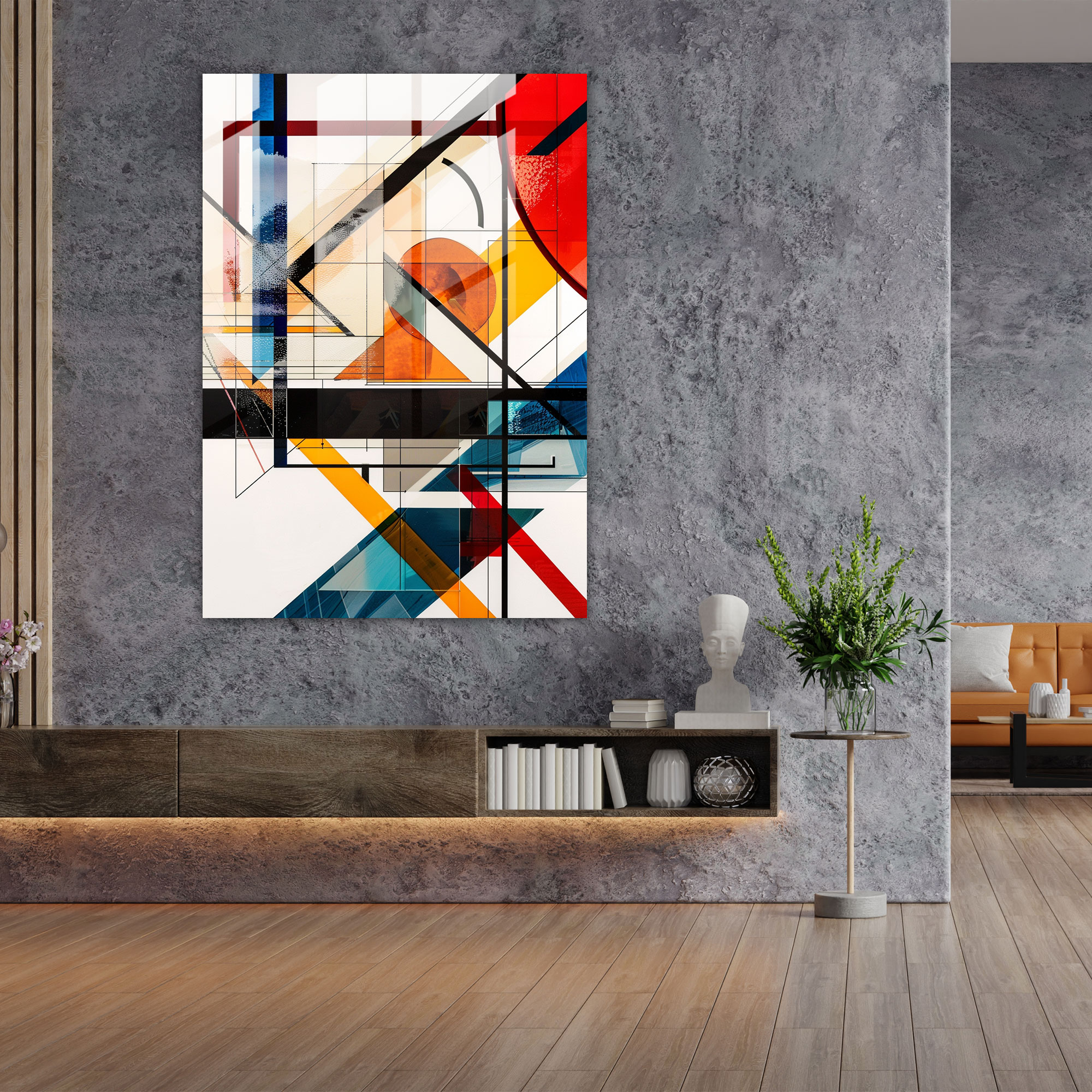 Suprematism Contrasting Geometric Patterns Glass Print - Suprematism, Suprematism, Glass Wall Art, Wall Decoration