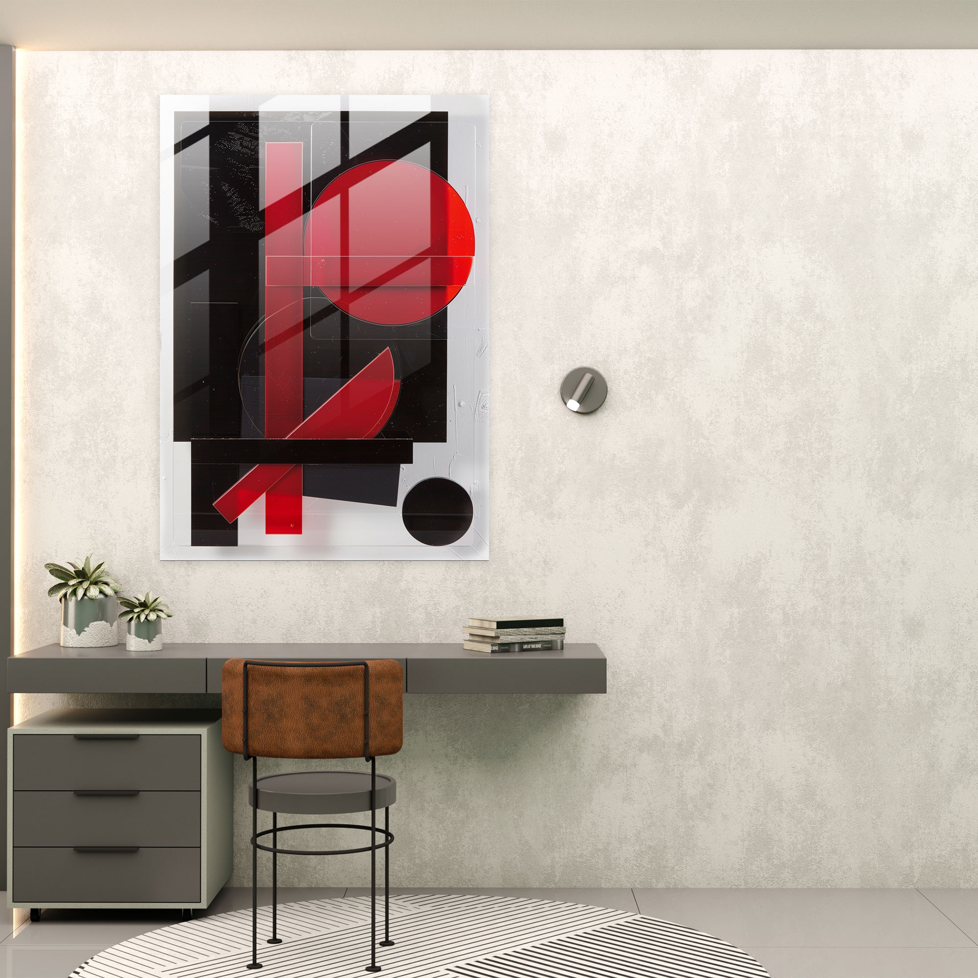 Suprematism Bold Red And Black Glass Wall Art - Suprematism, Modern Art, Glass Wall Art, Suprematism