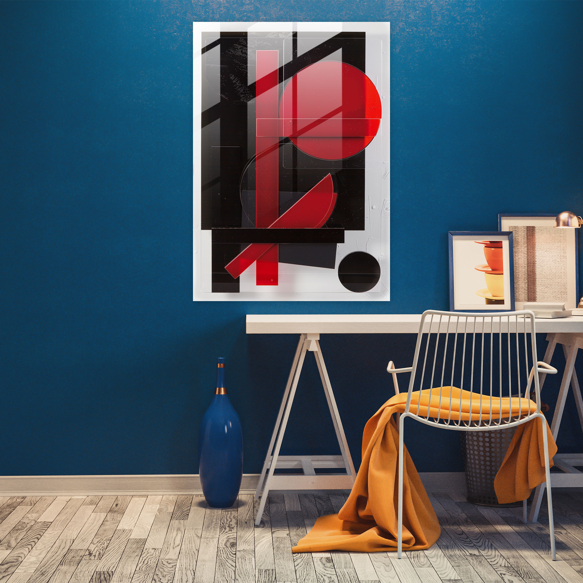 Suprematism Bold Red And Black Glass Wall Art - Suprematism, Modern Art, Glass Wall Art, Suprematism