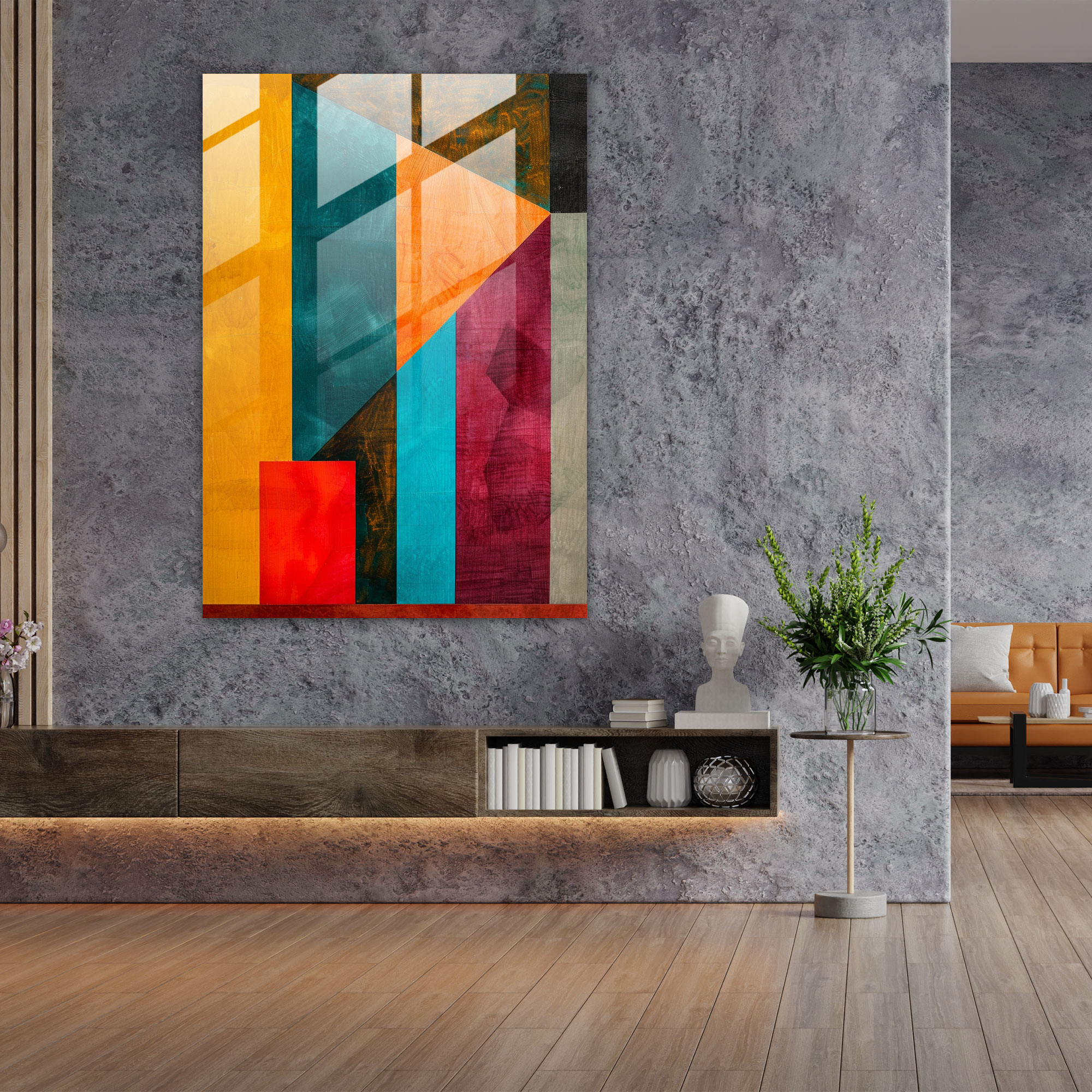 Suprematism Vibrant Colors Abstract Forms Wall Decoration - Suprematism, Suprematism, Home Decoration, Glass Art