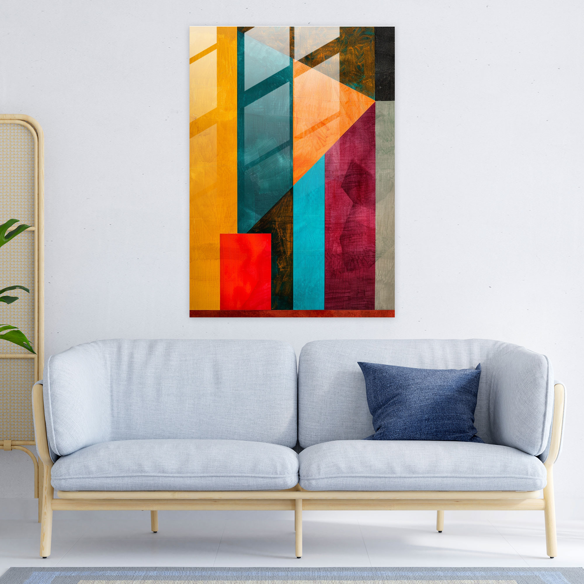 Suprematism Vibrant Colors Abstract Forms Wall Decoration - Suprematism, Suprematism, Home Decoration, Glass Art