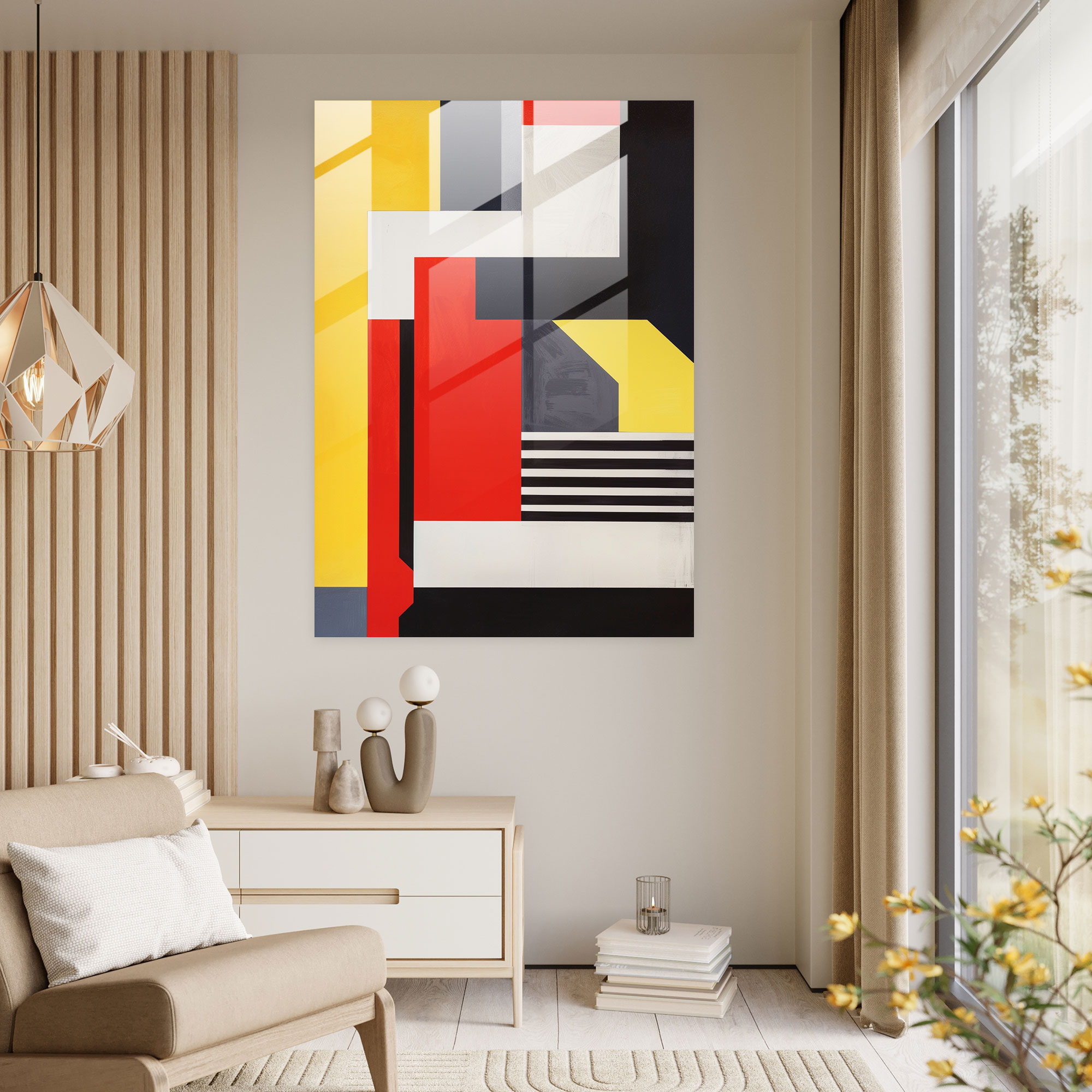 Suprematism Vibrant Glass Print - Suprematism, Modern Art, Suprematism, Home Decoration