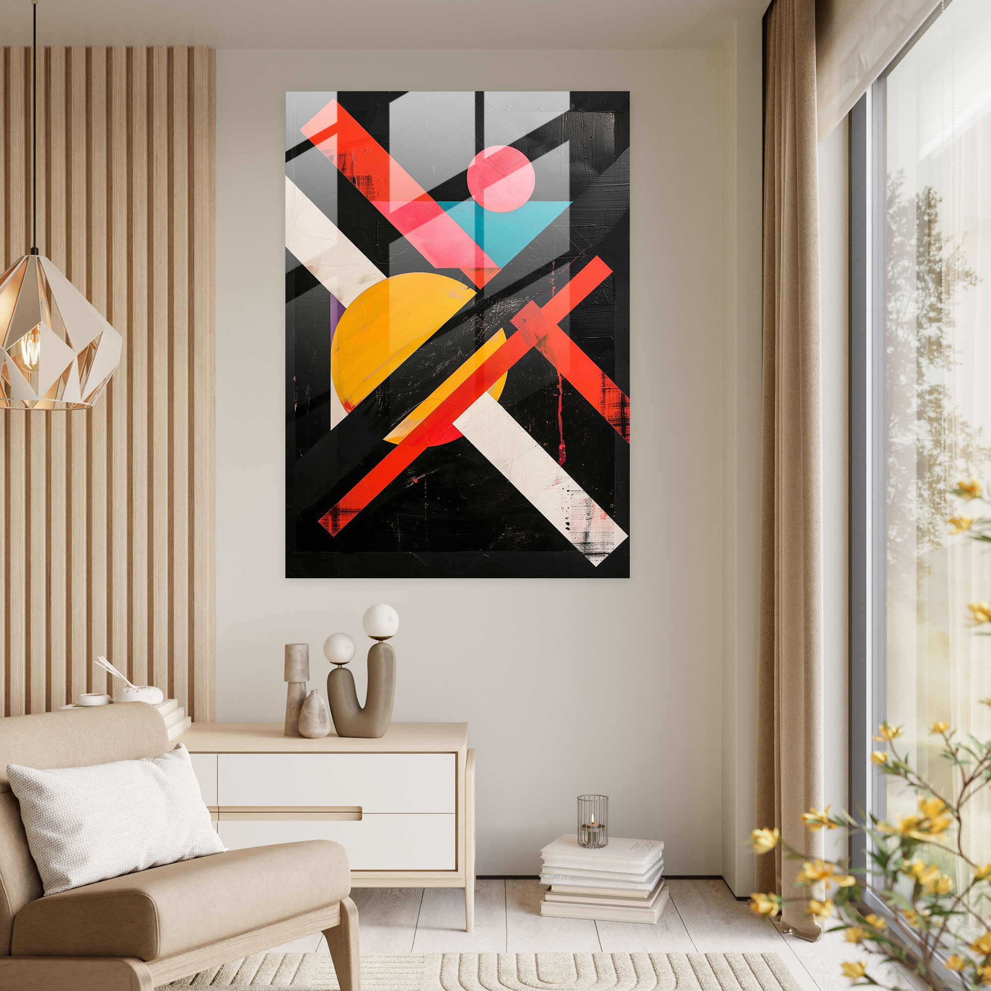 Suprematism Abstract Shapes Glass Print - Suprematism, Glass Art, Suprematism, Glass Print