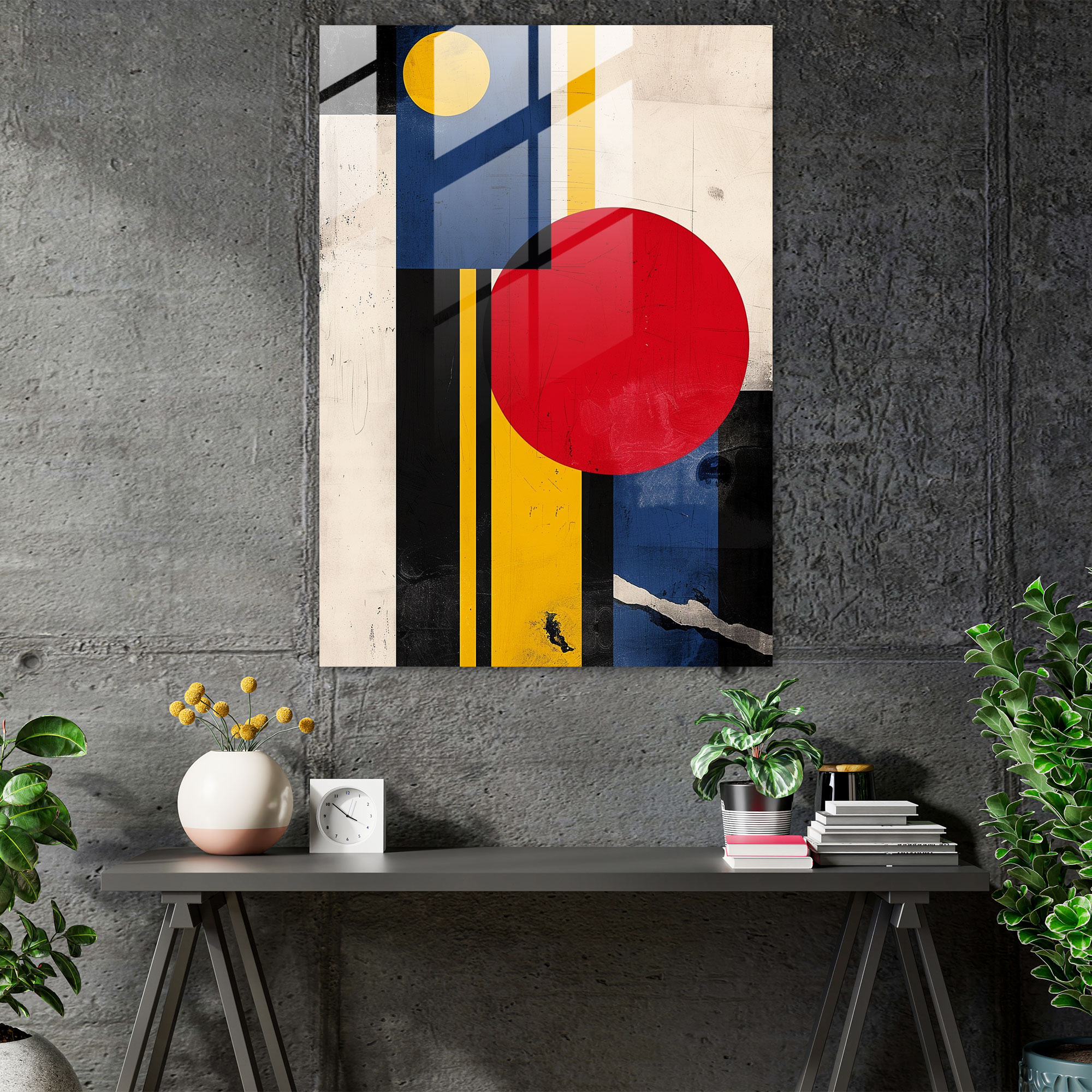 Primary Colors Suprematism Home Decoration - Suprematism, Wall Decoration, Glass Print, Home Decoration