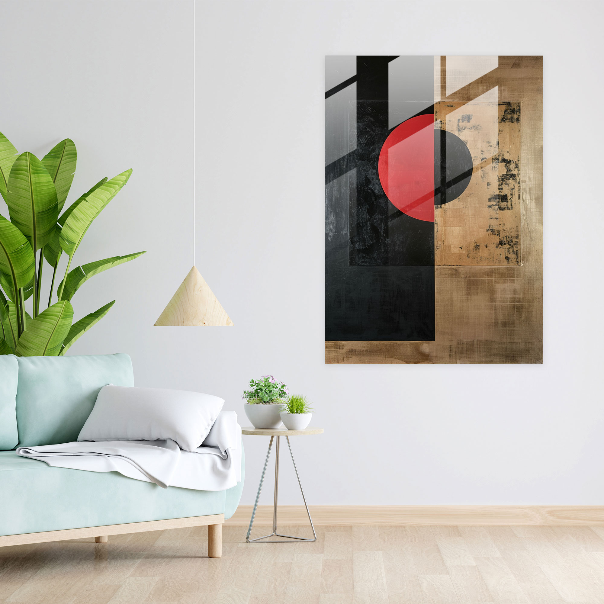 Black Square & Red Circle Suprematism Wall Decoration - Suprematism, Wall Decoration, Home Decoration, Glass Wall Art