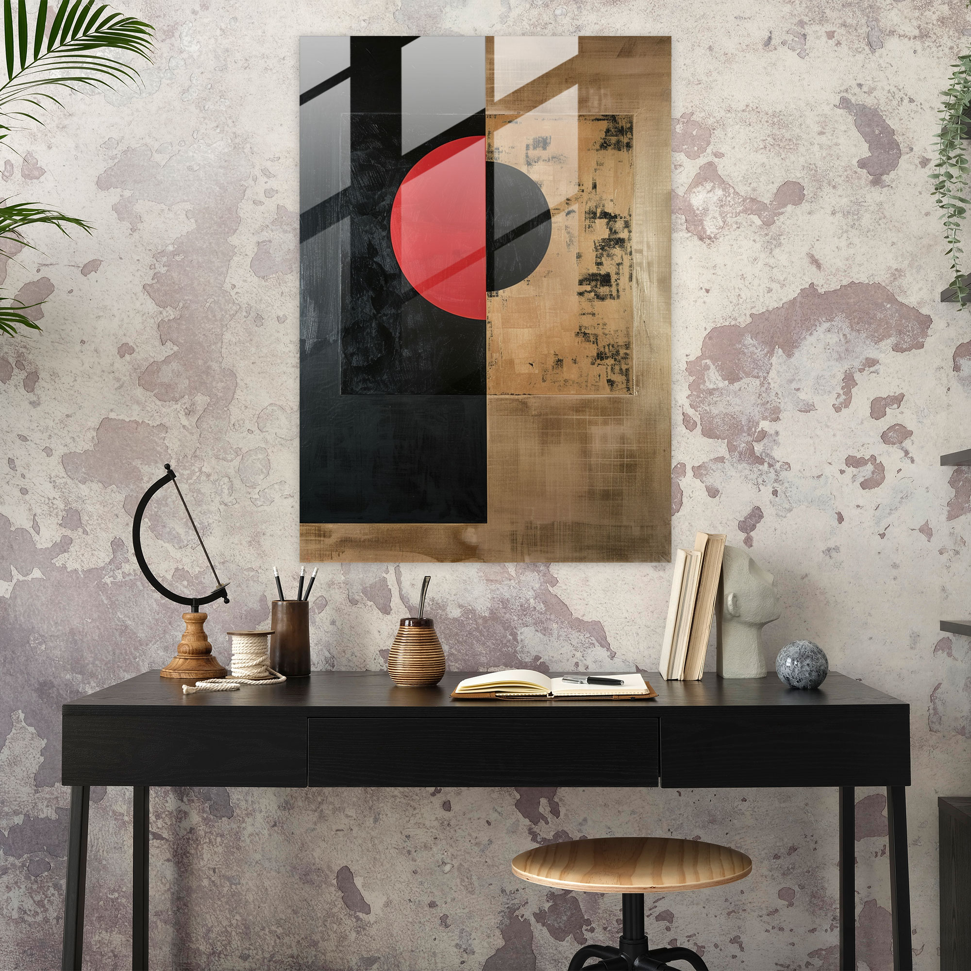 Black Square & Red Circle Suprematism Wall Decoration - Suprematism, Wall Decoration, Home Decoration, Glass Wall Art