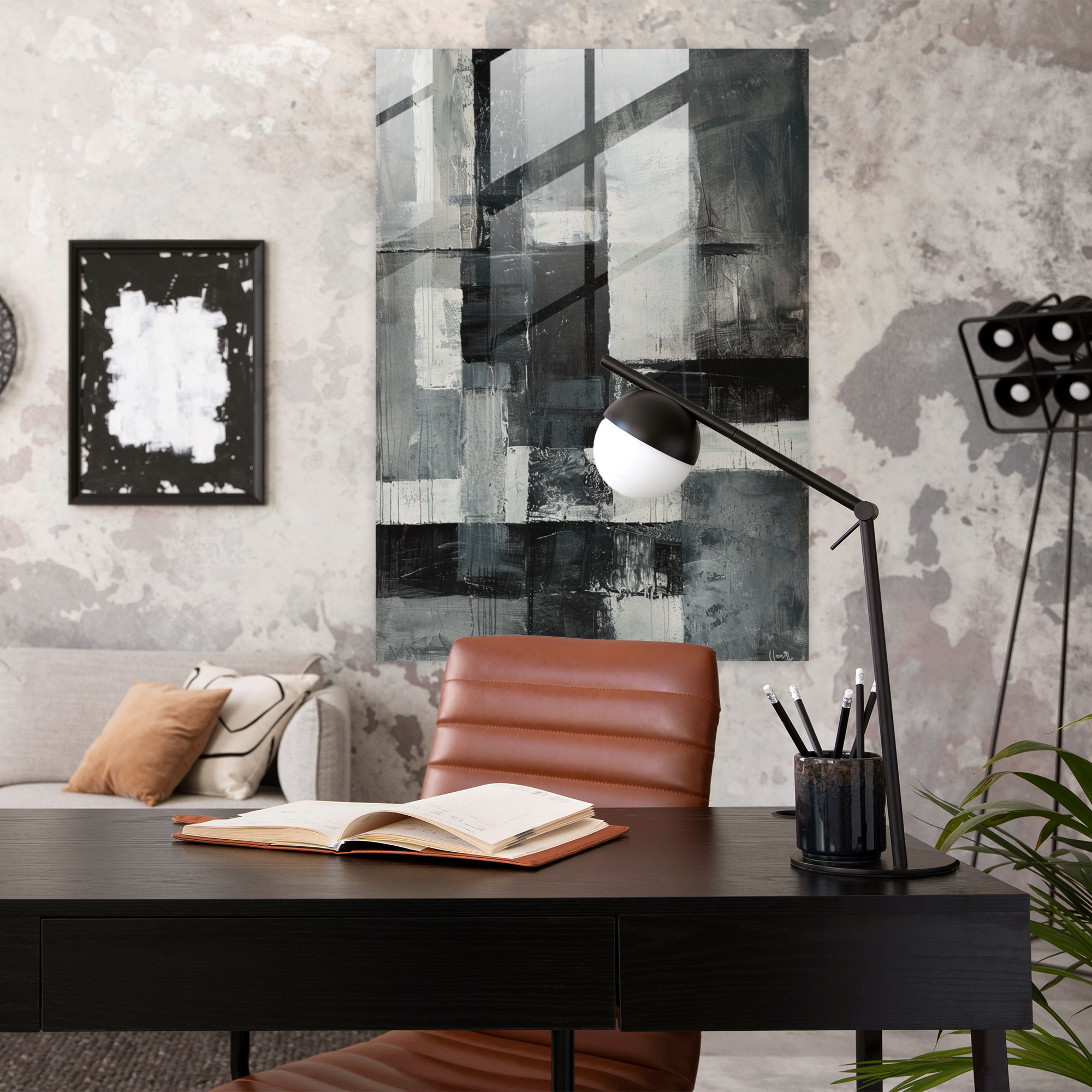 Gray Abstract Suprematism Modern Art - Suprematism, Wall Decoration, Glass Art, Suprematism