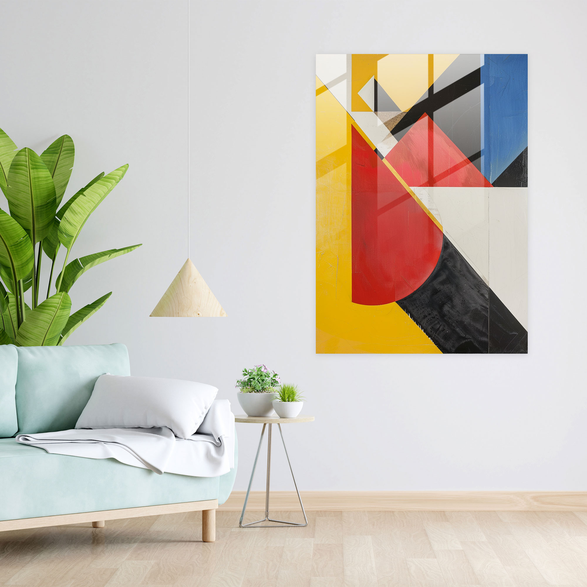 Primary Colors Geometric Suprematism Wall Decoration - Suprematism, Suprematism, Glass Wall Art, Glass Print