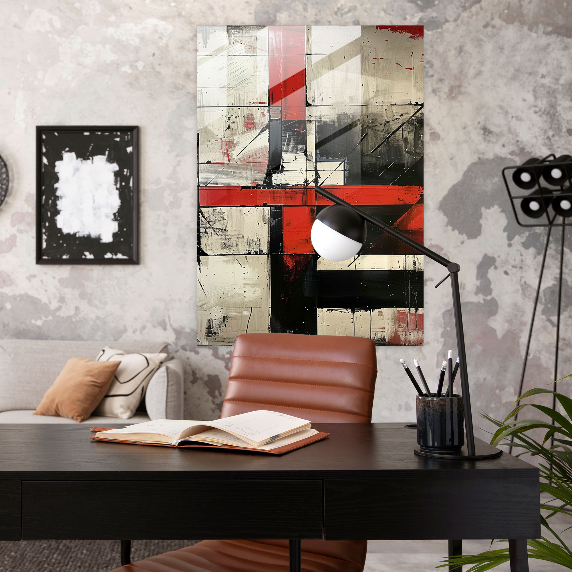 Bold Red And Black Lines Glass Wall Art - Suprematism, Wall Decoration, Modern Art, Suprematism