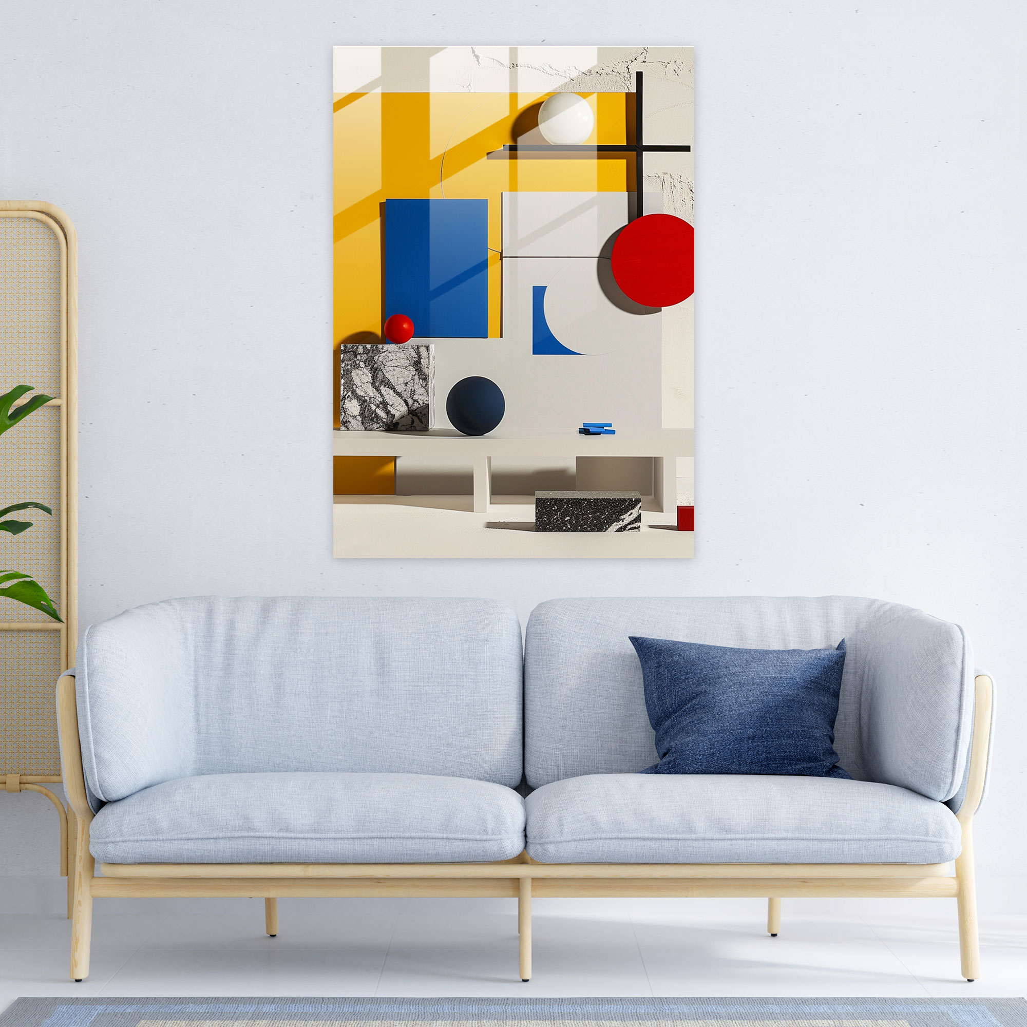 Primary Colors Minimalist Glass Print - Suprematism, Glass Print, Modern Art, Home Decoration
