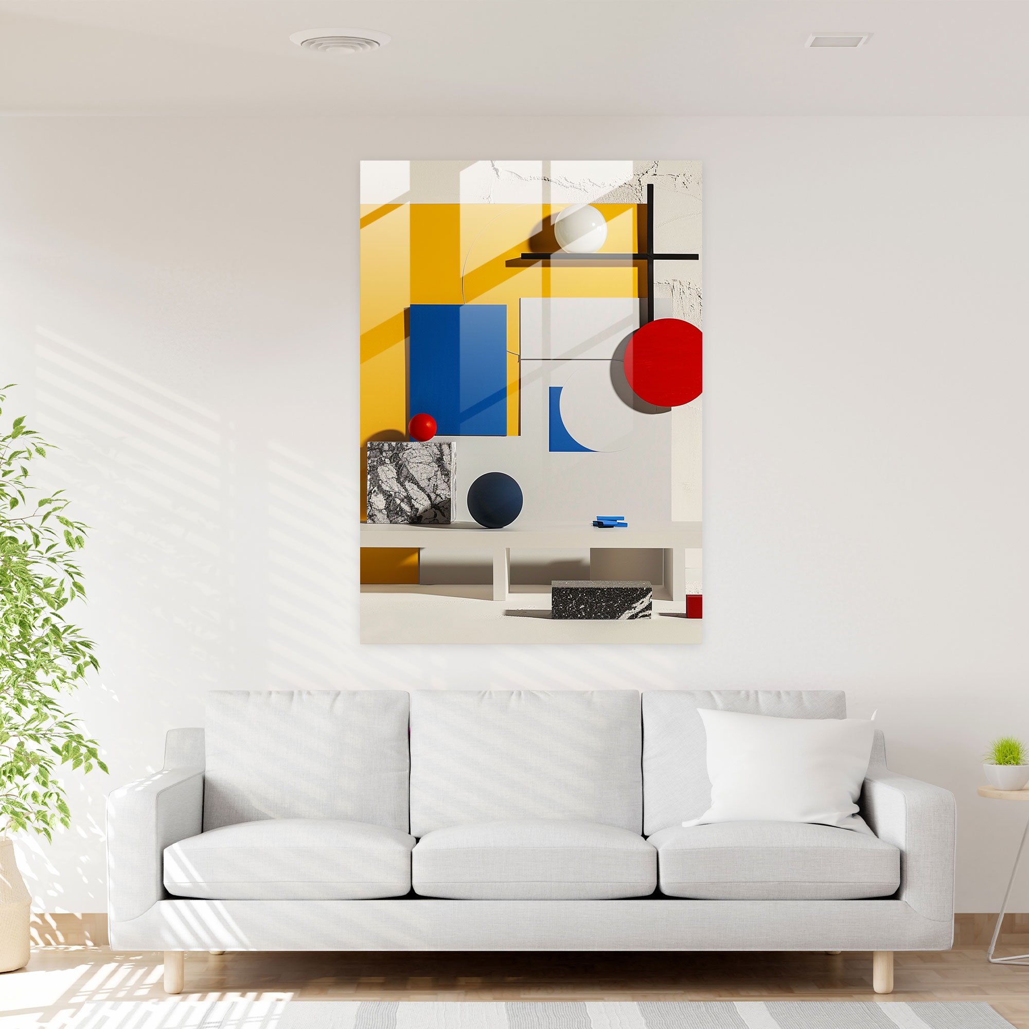 Primary Colors Minimalist Glass Print - Suprematism, Glass Print, Modern Art, Home Decoration