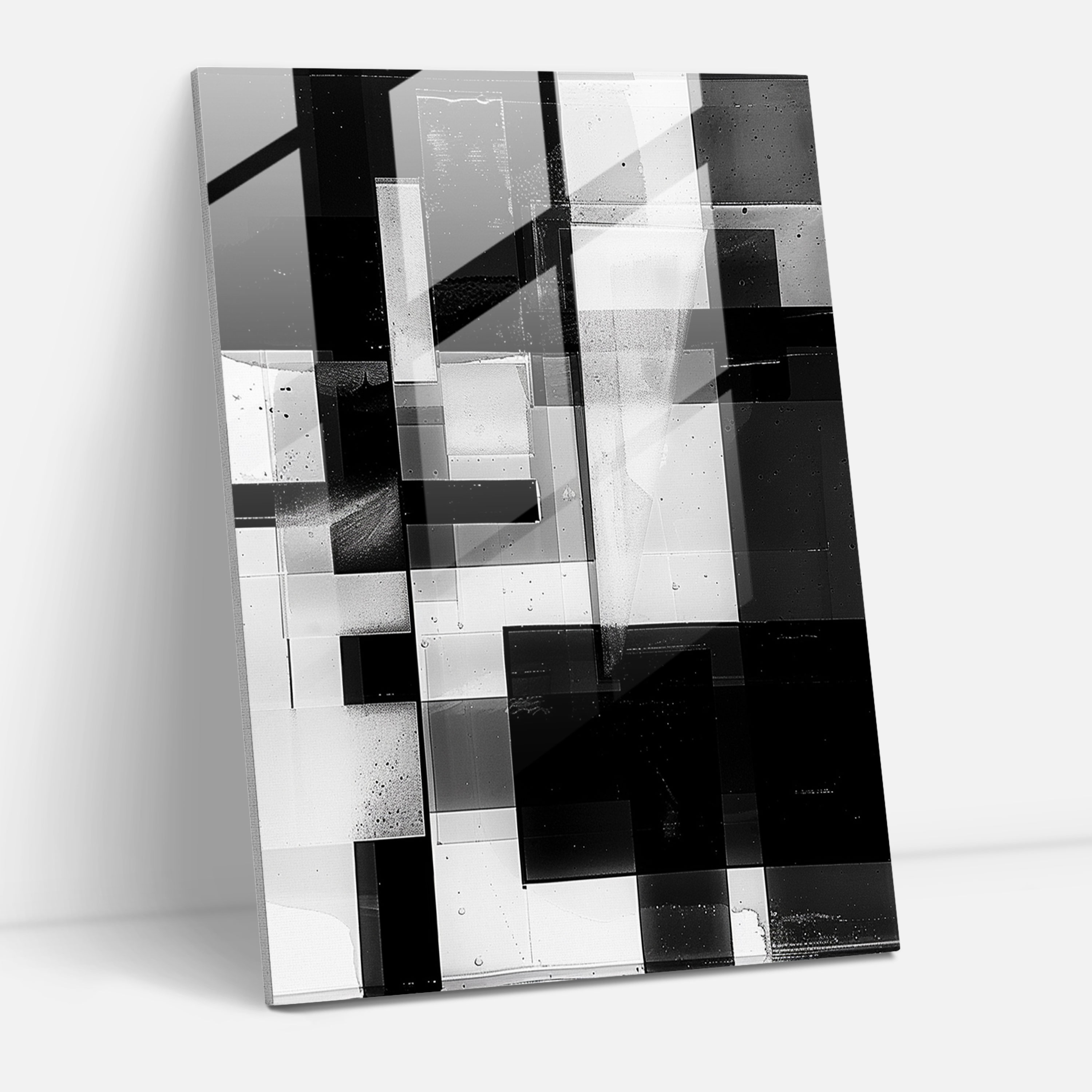 Bold Abstract Black And White Glass Art - Suprematism, Suprematism, Wall Decoration, Modern Art