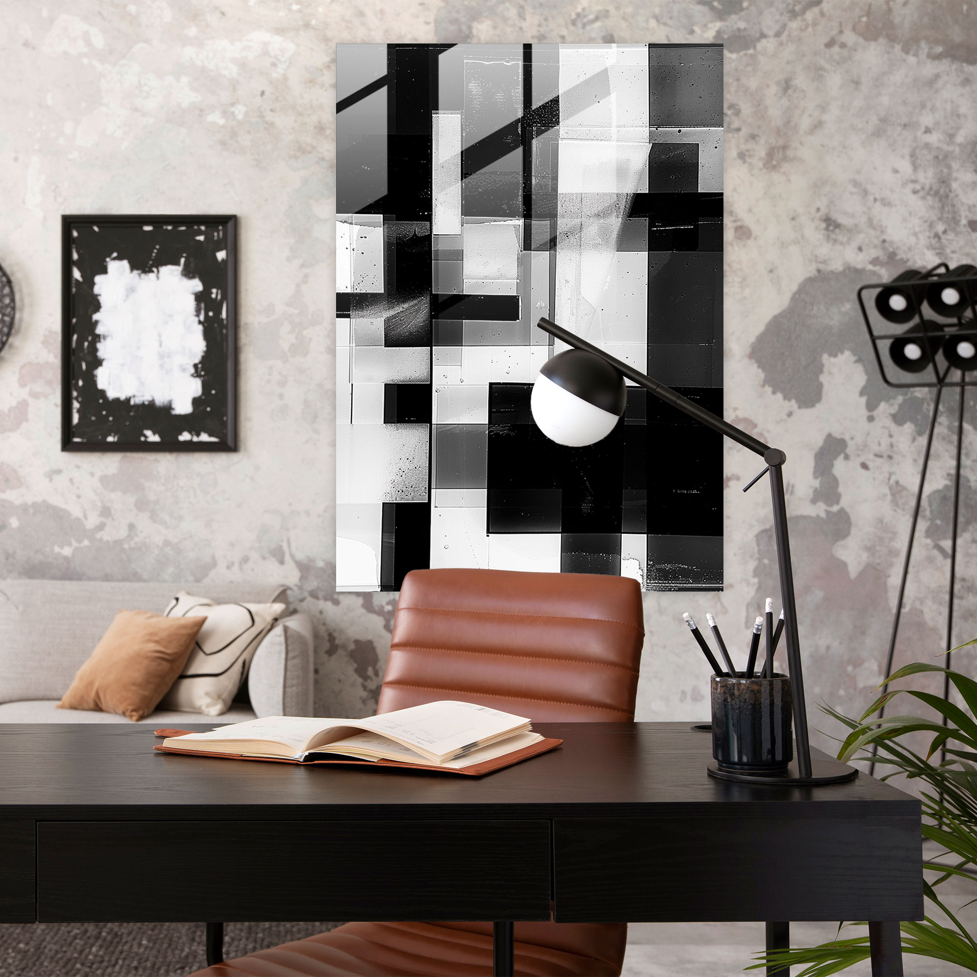 Bold Abstract Black And White Glass Art - Suprematism, Suprematism, Wall Decoration, Modern Art