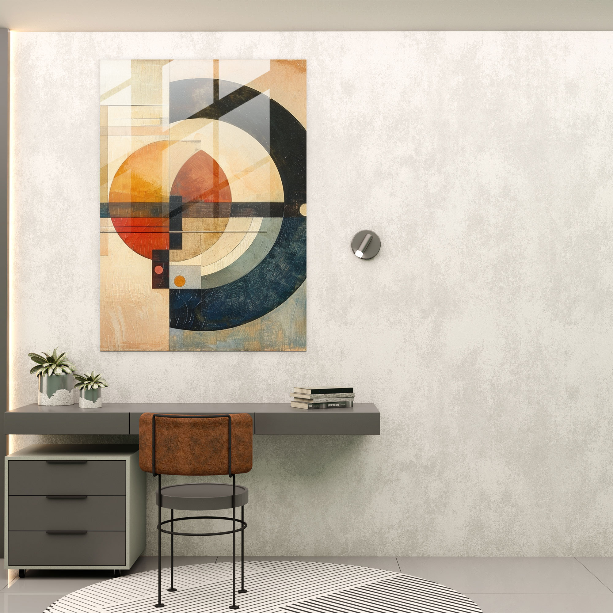Dynamic Overlapping Shapes Glass Print - Suprematism, Suprematism, Home Decoration, Glass Wall Art