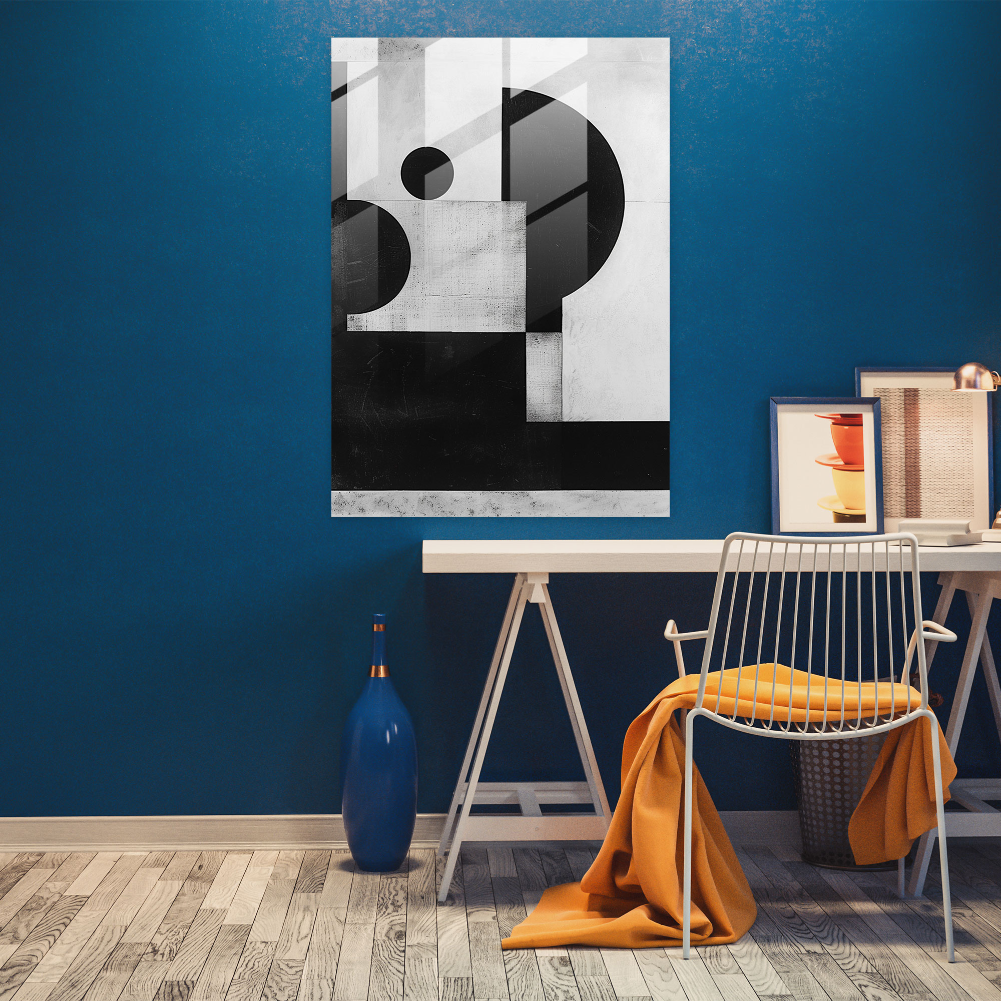Intersection Of Shapes Glass Print - Suprematism, Glass Art, Suprematism, Glass Print