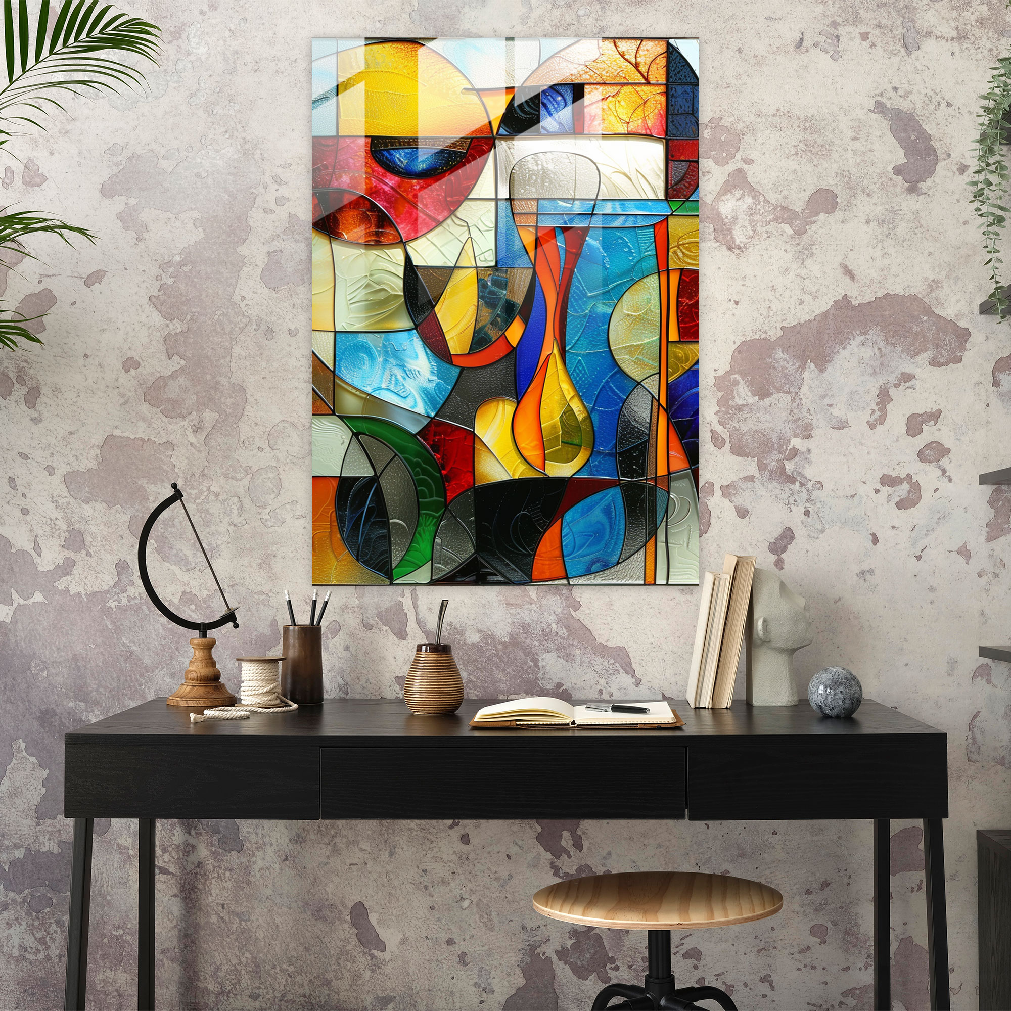 Vibrant Colors Abstract Glass Art - Suprematism, Suprematism, Modern Art, Wall Decoration