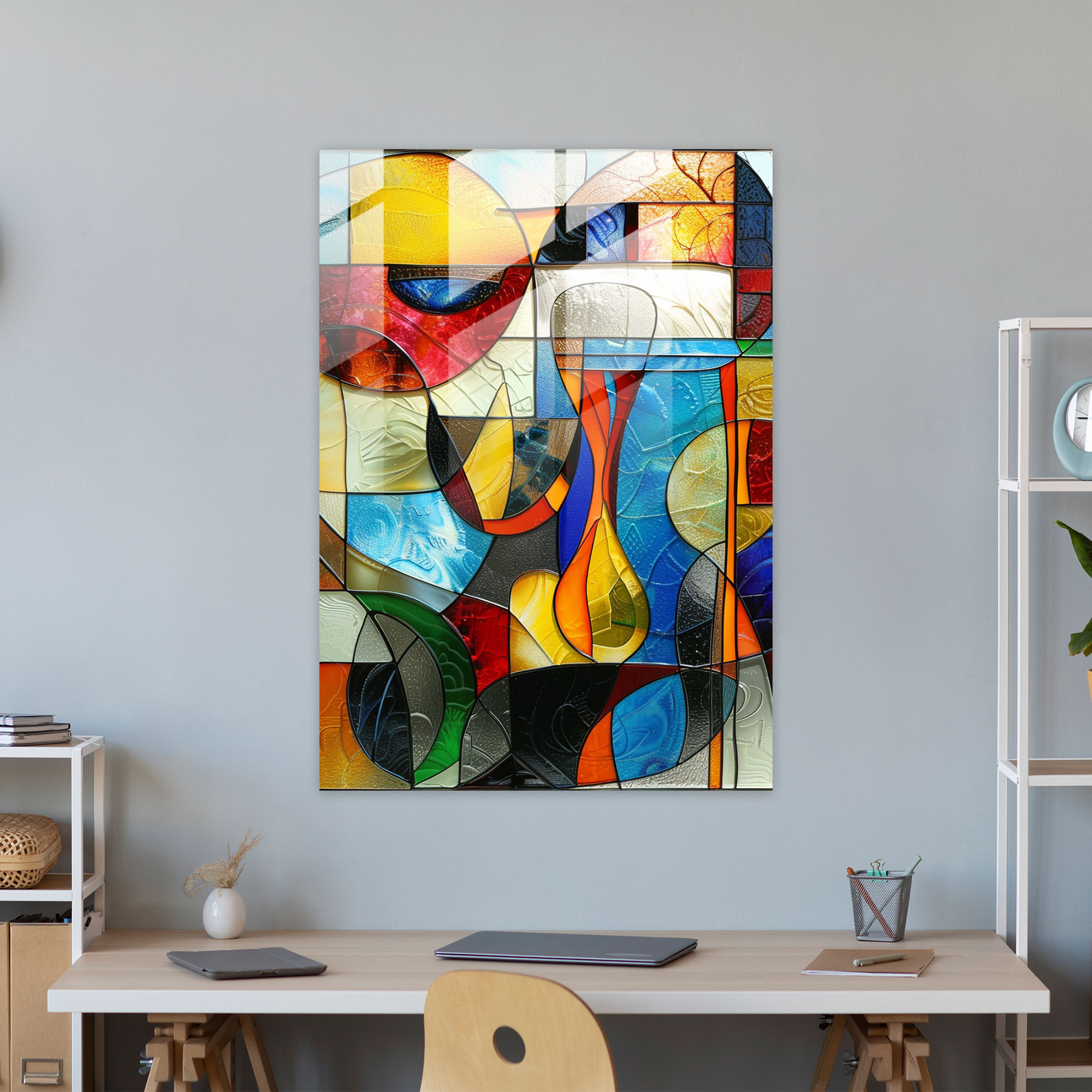 Vibrant Colors Abstract Glass Art - Suprematism, Suprematism, Modern Art, Wall Decoration