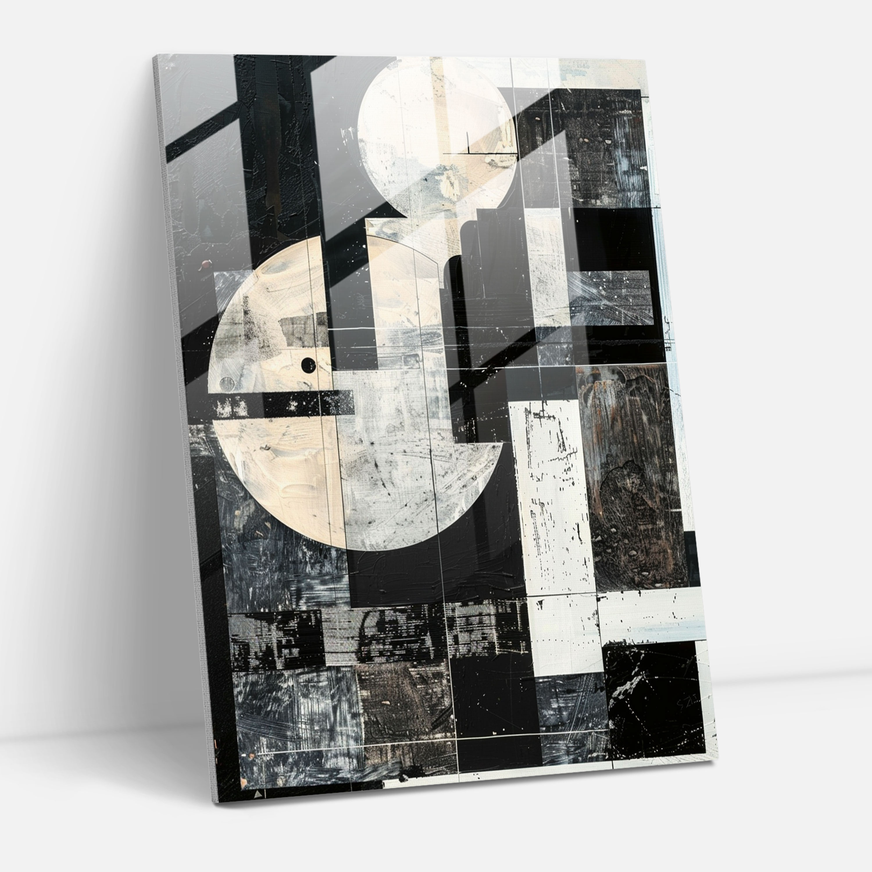 Black And White Suprematism Glass Wall Art - Suprematism, Glass Wall Art, Modern Art, Wall Decoration