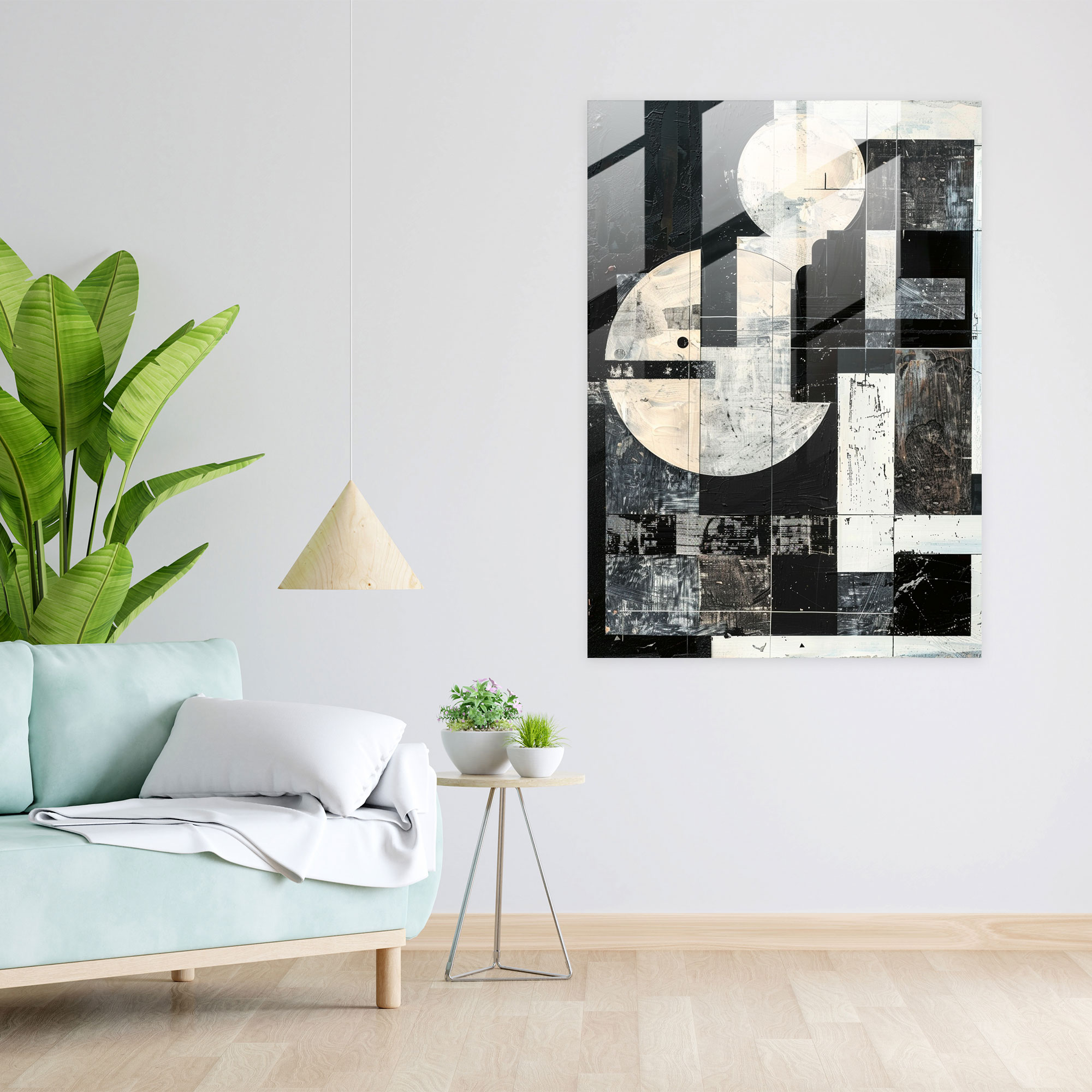 Black And White Suprematism Glass Wall Art - Suprematism, Glass Wall Art, Modern Art, Wall Decoration