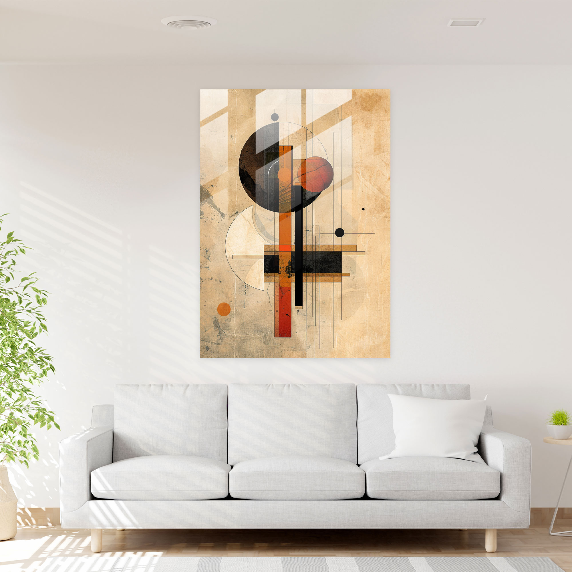 Overlapping Geometric Forms Suprematism Glass Wall Art - Suprematism, Wall Decoration, Suprematism, Glass Wall Art