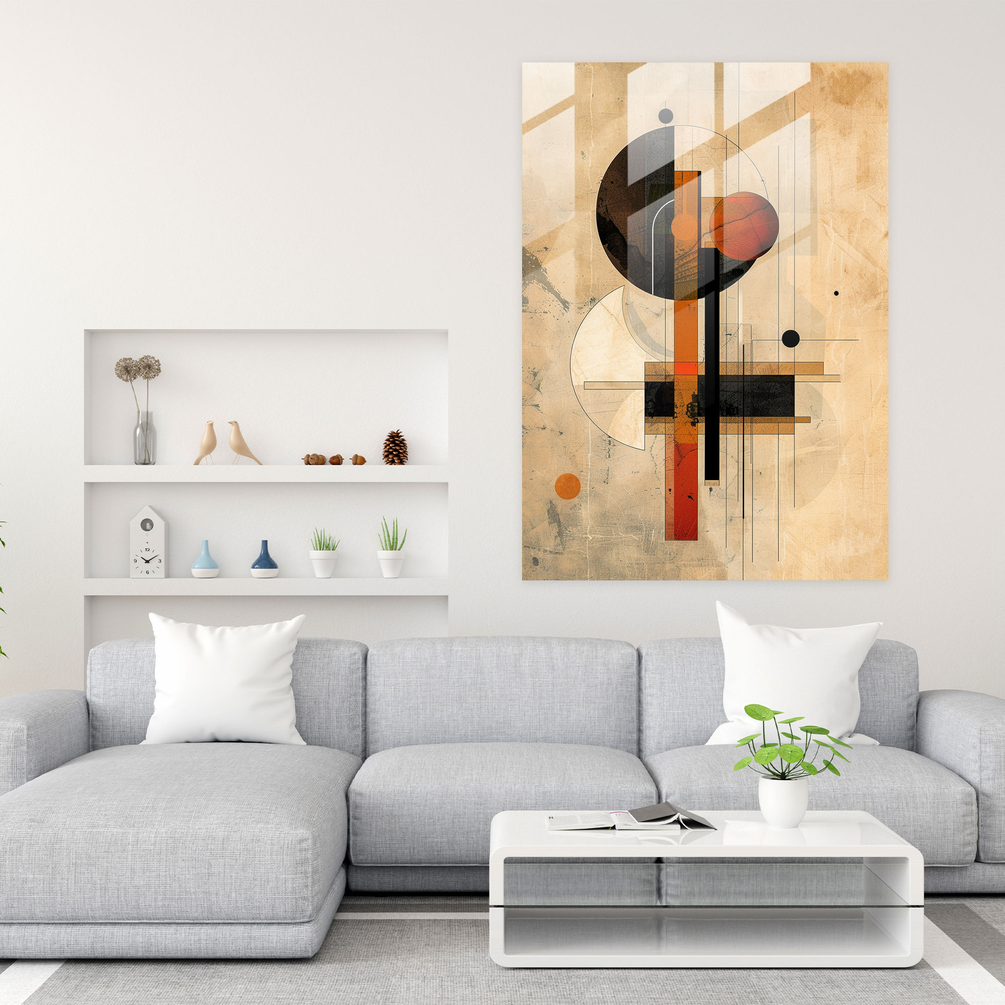 Overlapping Geometric Forms Suprematism Glass Wall Art - Suprematism, Wall Decoration, Suprematism, Glass Wall Art