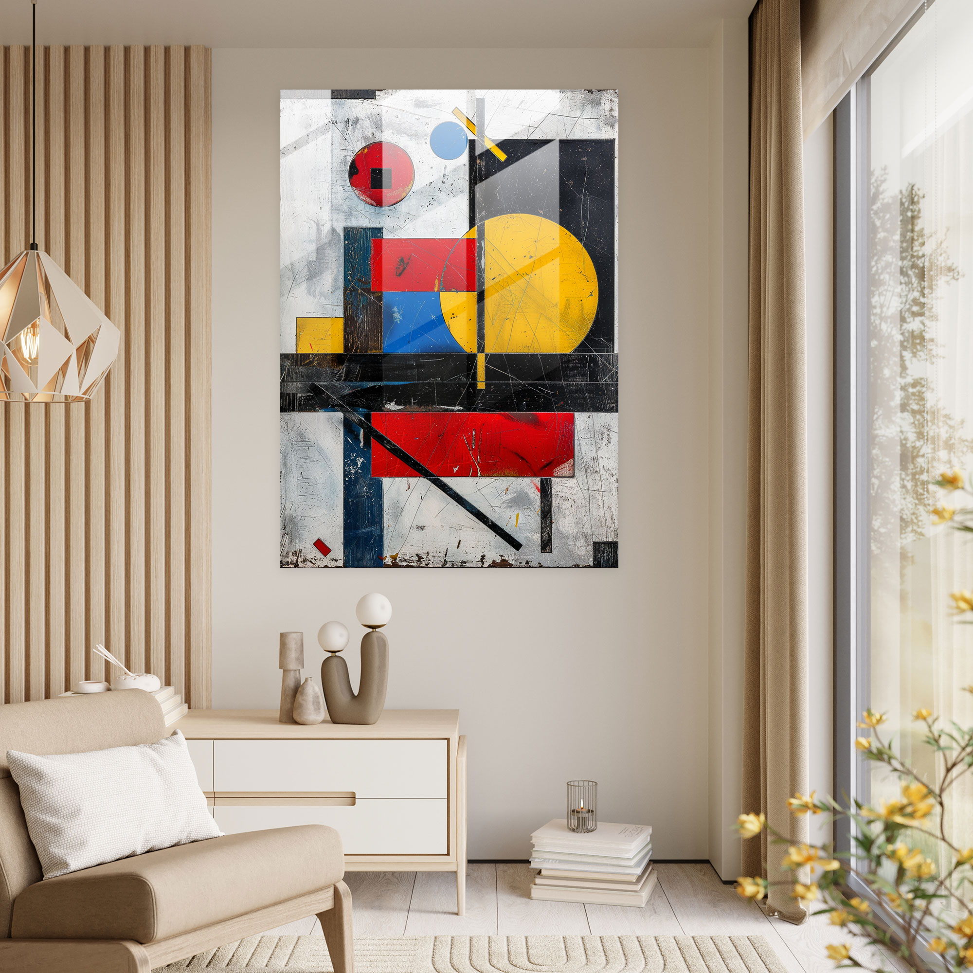 Suprematism Primary Colors Glass Wall Art - Suprematism, Glass Print, Wall Decoration, Glass Wall Art