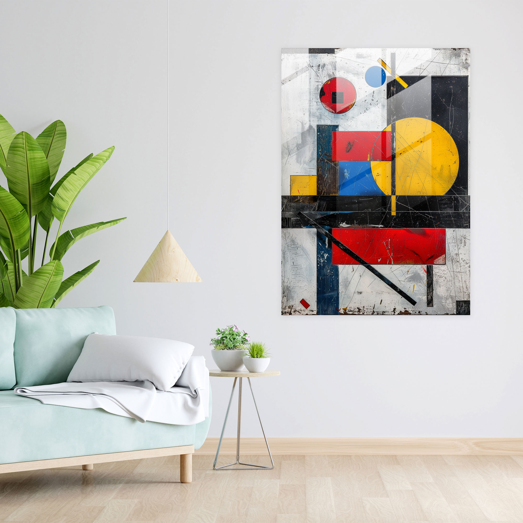 Suprematism Primary Colors Glass Wall Art - Suprematism, Glass Print, Wall Decoration, Glass Wall Art