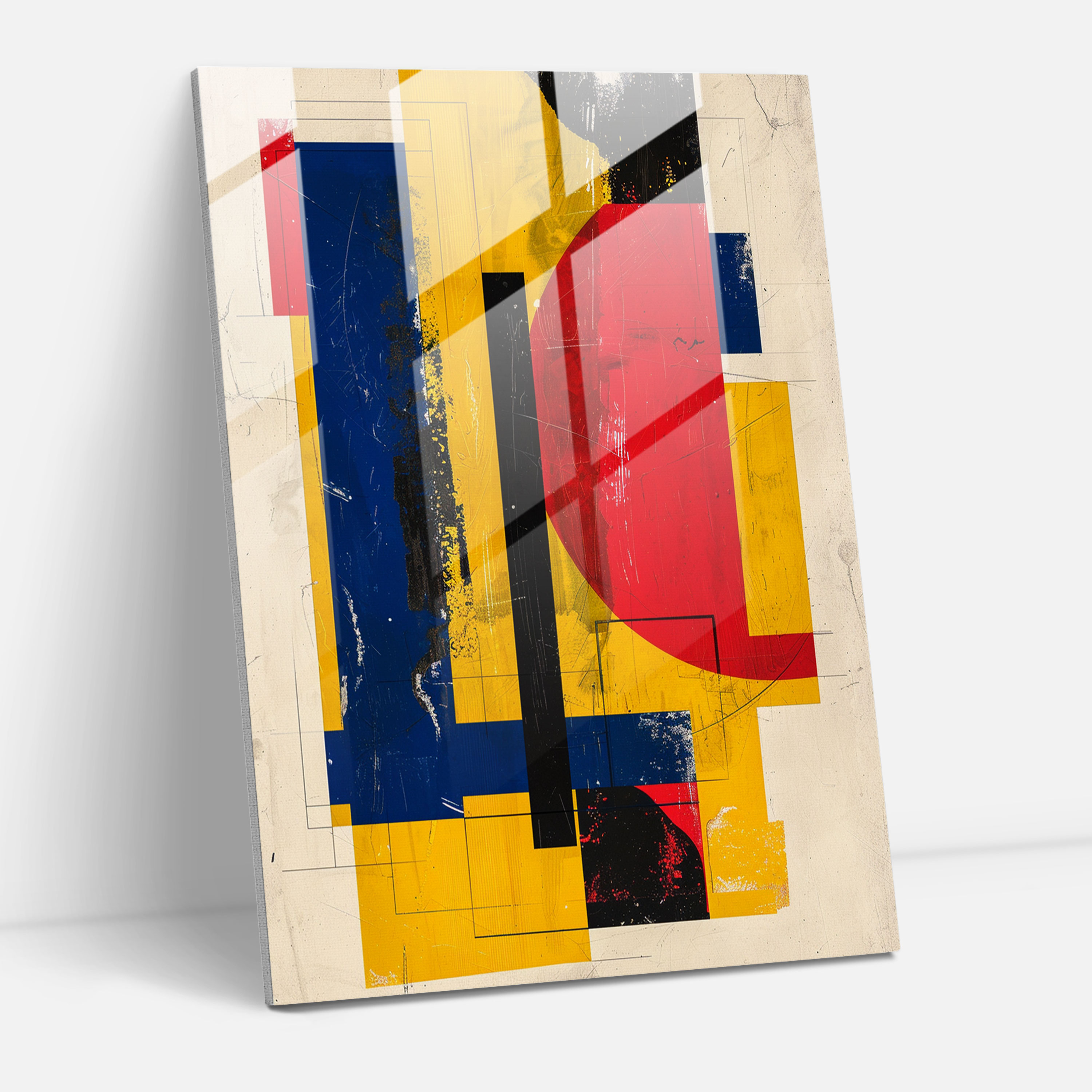 Suprematism Primary Colors Glass Print - Suprematism, Home Decoration, Glass Wall Art, Glass Print