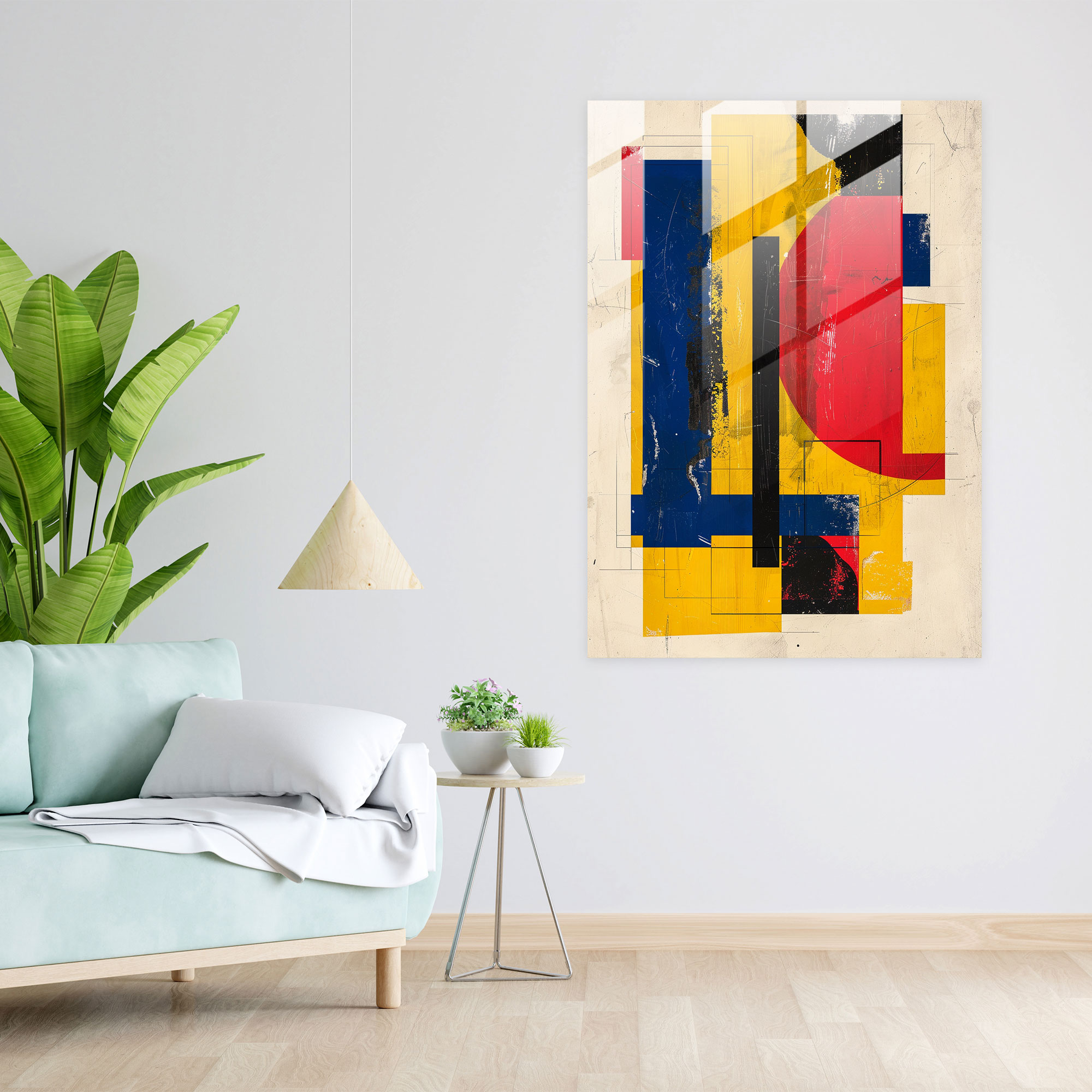 Suprematism Primary Colors Glass Print - Suprematism, Home Decoration, Glass Wall Art, Glass Print