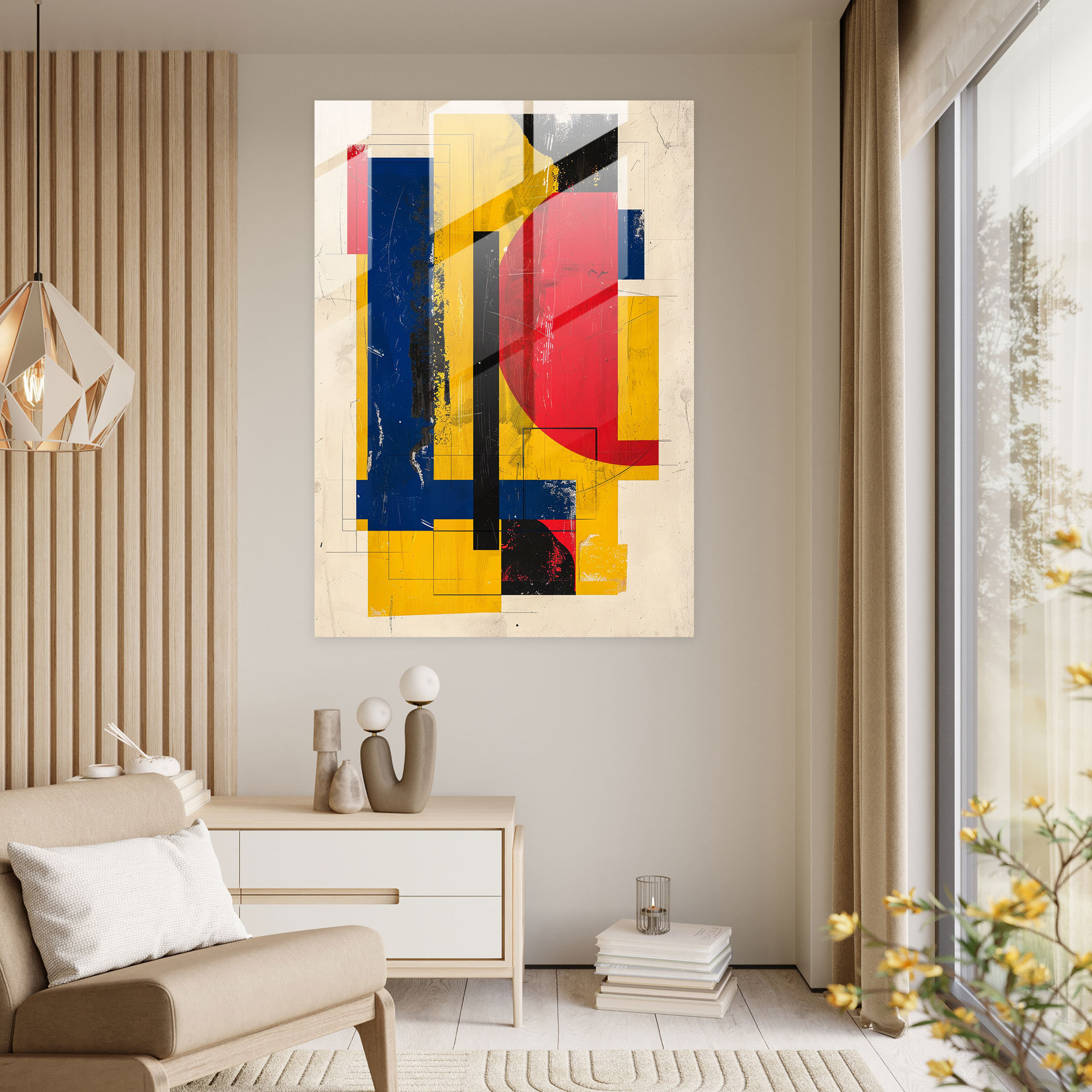 Suprematism Primary Colors Glass Print - Suprematism, Home Decoration, Glass Wall Art, Glass Print