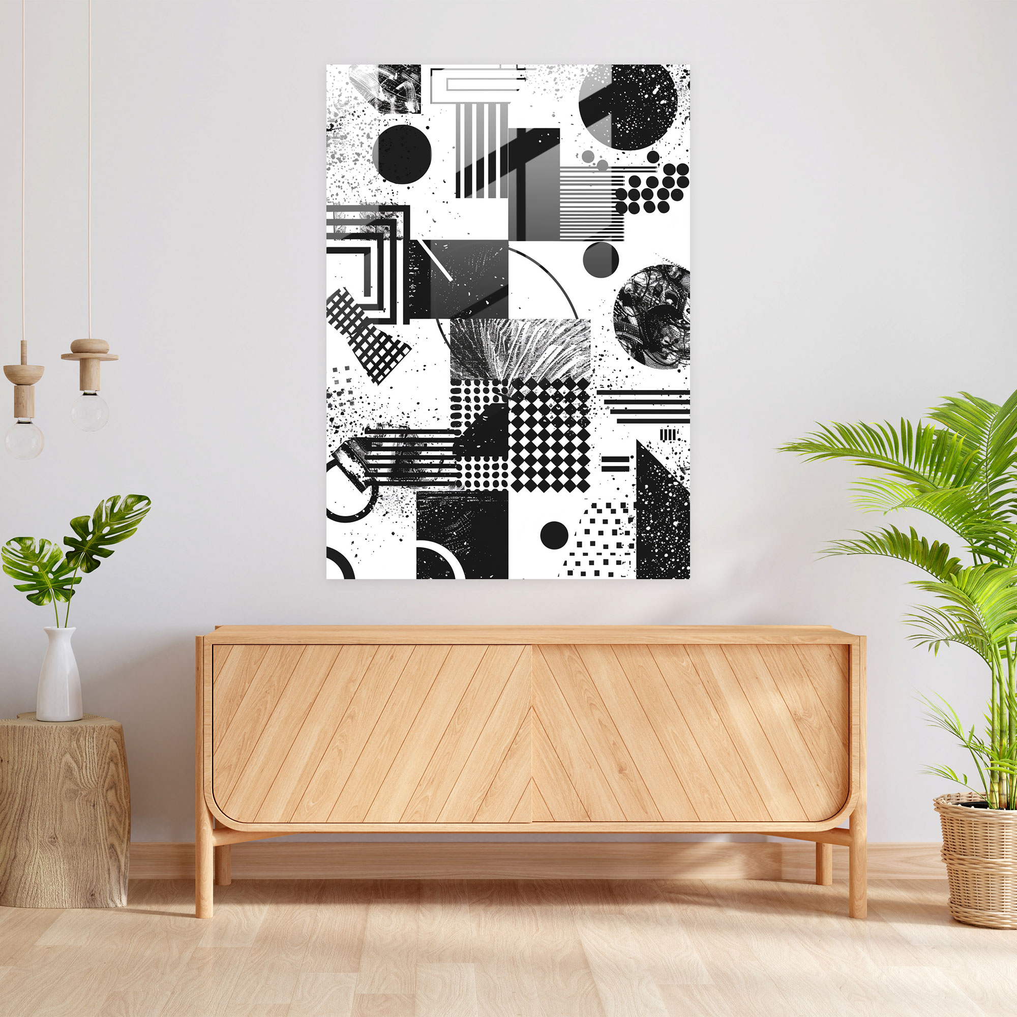 Suprematism Black And White Patterns Home Decoration - Suprematism, Glass Art, Wall Decoration, Suprematism