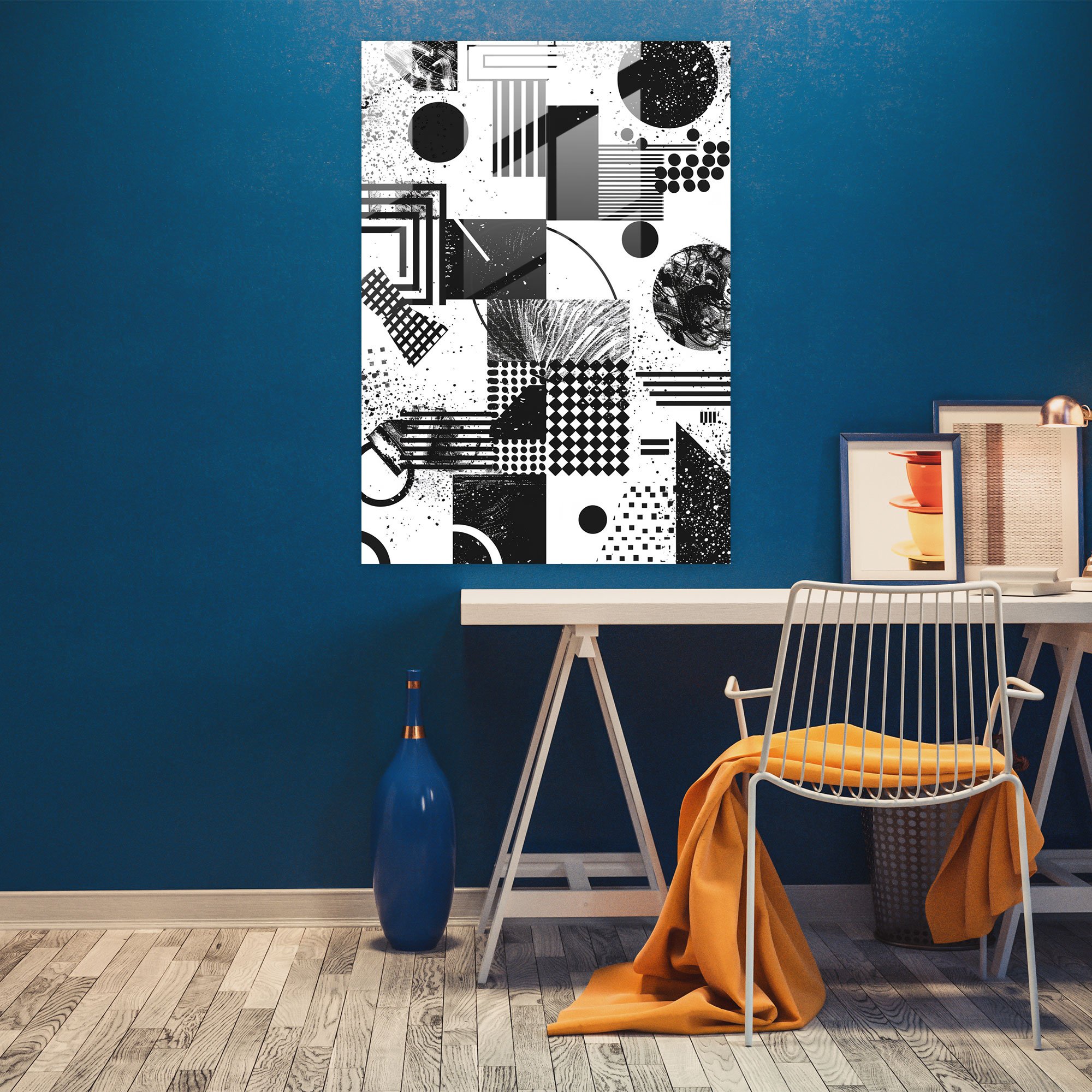 Suprematism Black And White Patterns Home Decoration - Suprematism, Glass Art, Wall Decoration, Suprematism