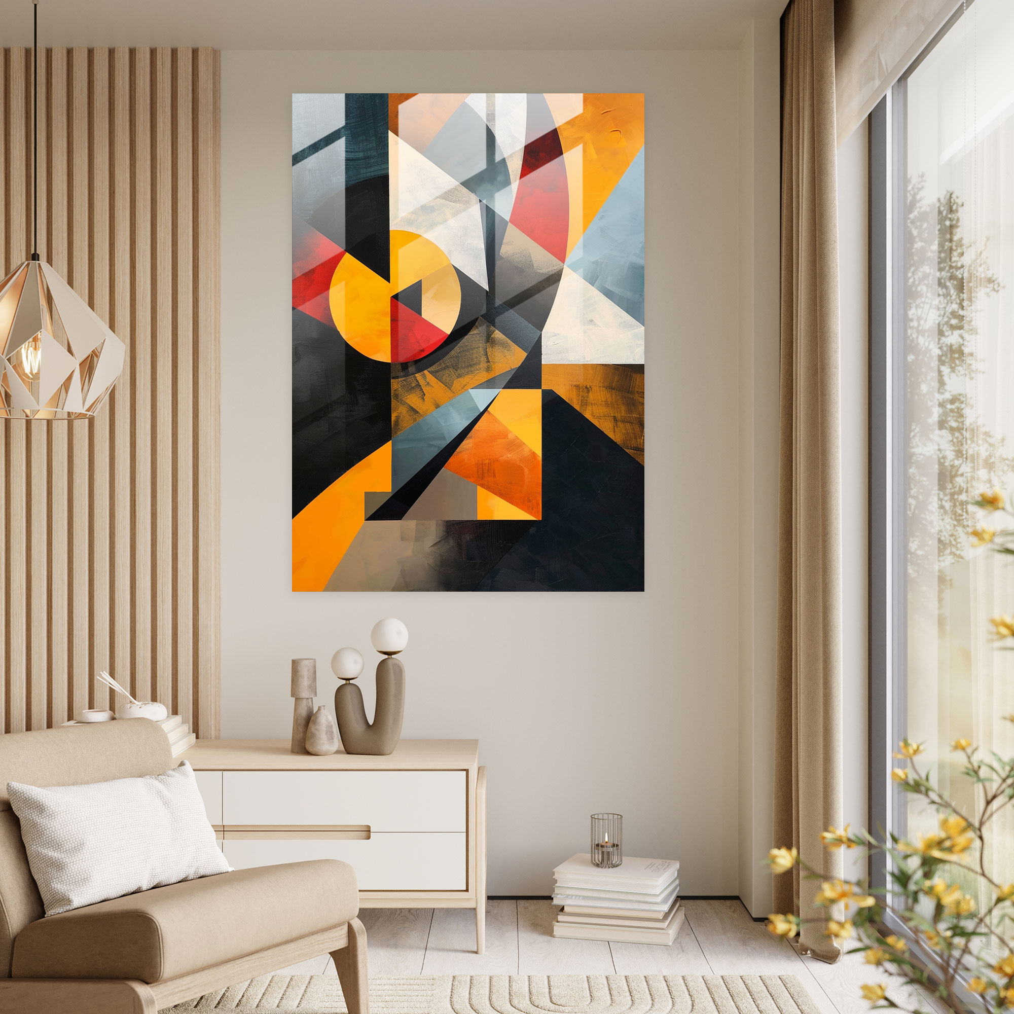 Dynamic Shapes Suprematism Modern Art - Suprematism, Glass Print, Modern Art, Suprematism