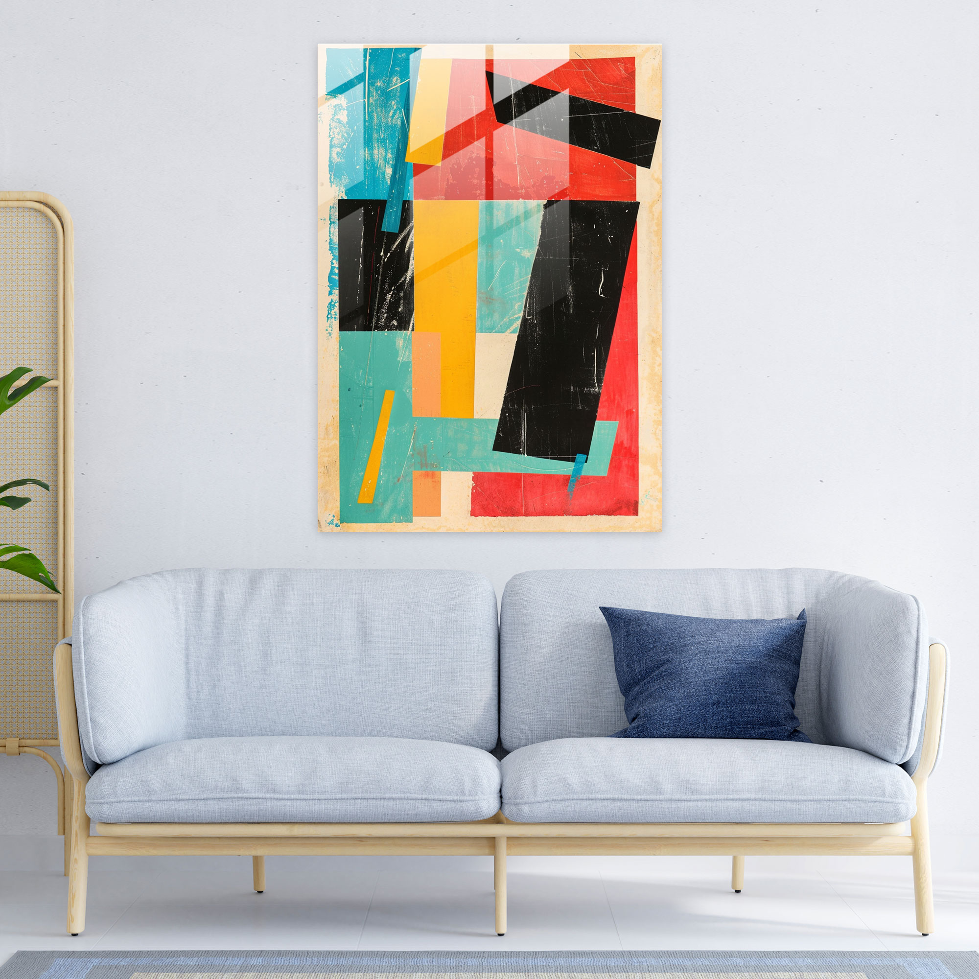 Playful Colors Suprematism Glass Print - Suprematism, Suprematism, Glass Print, Home Decoration