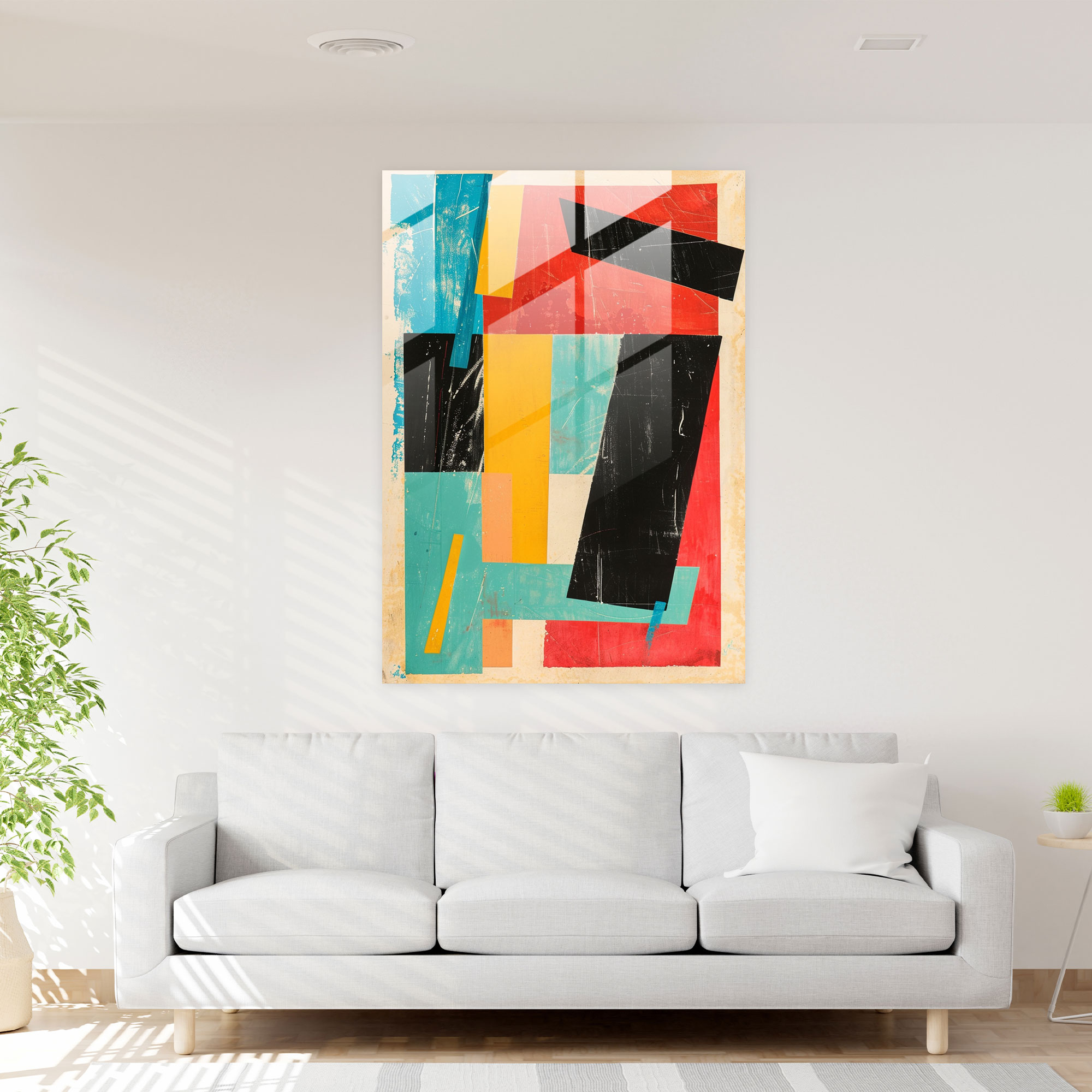 Playful Colors Suprematism Glass Print - Suprematism, Suprematism, Glass Print, Home Decoration