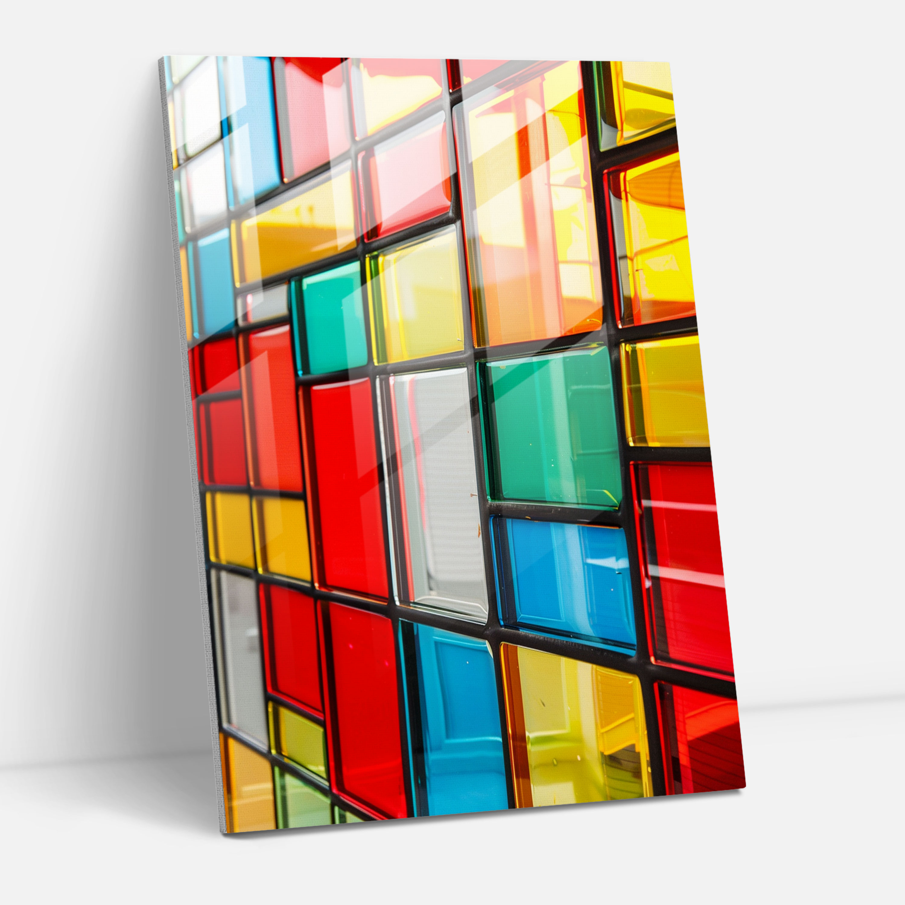 Grid Patterns Suprematism Glass Wall Art - Suprematism, Wall Decoration, Glass Wall Art, Glass Art